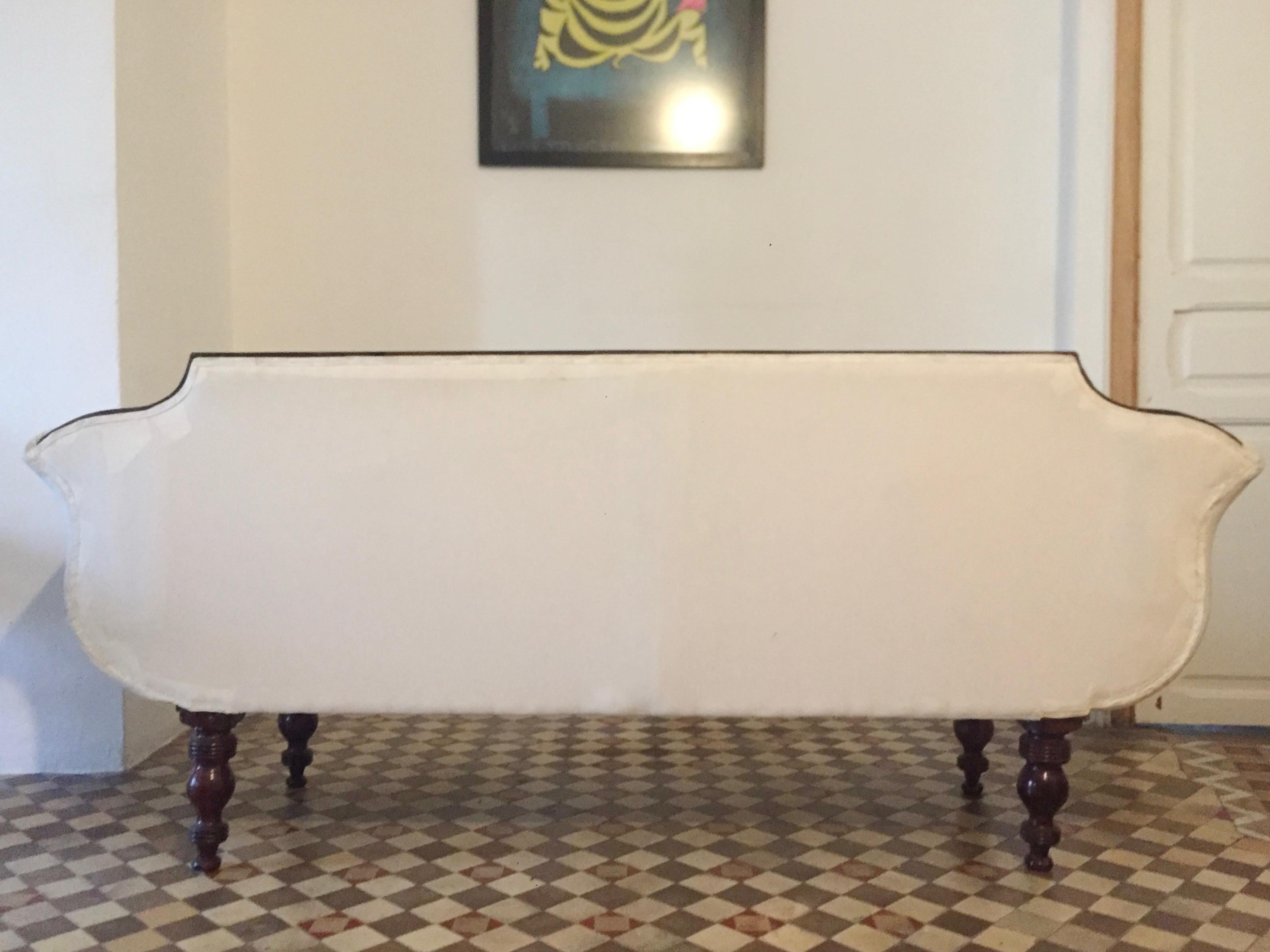  Biedermeier Louis Philippe Romantic Classic Cuban Mahogany Spanish Sofa, 1830 For Sale 1