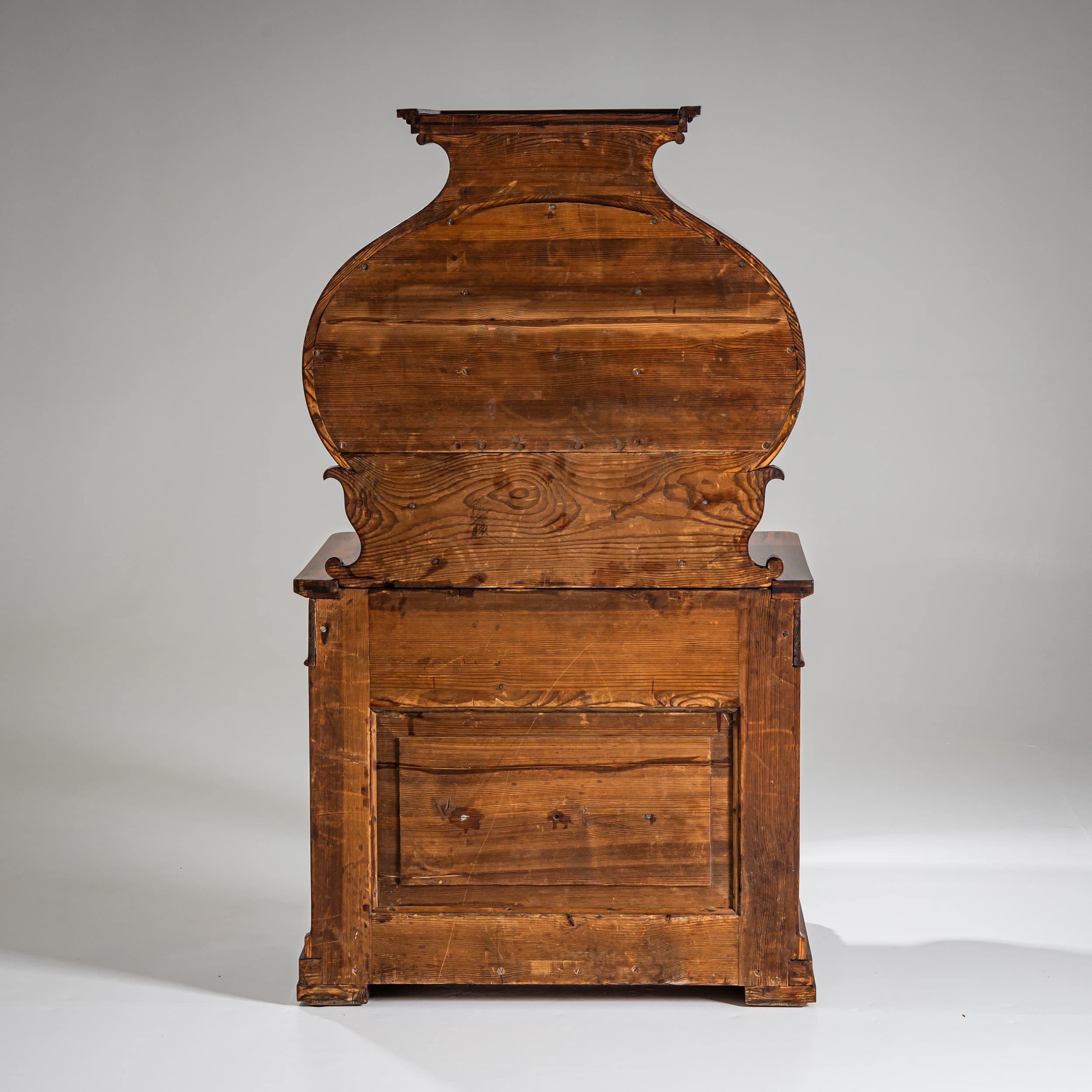 Biedermeier Lyra-Sekretärschreibtisch, um 1830 im Angebot 4