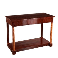 Biedermeier Mahogany and Fruitwood Console Table