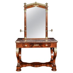 Biedermeier Mahogany and Marble Topped Dressing Table