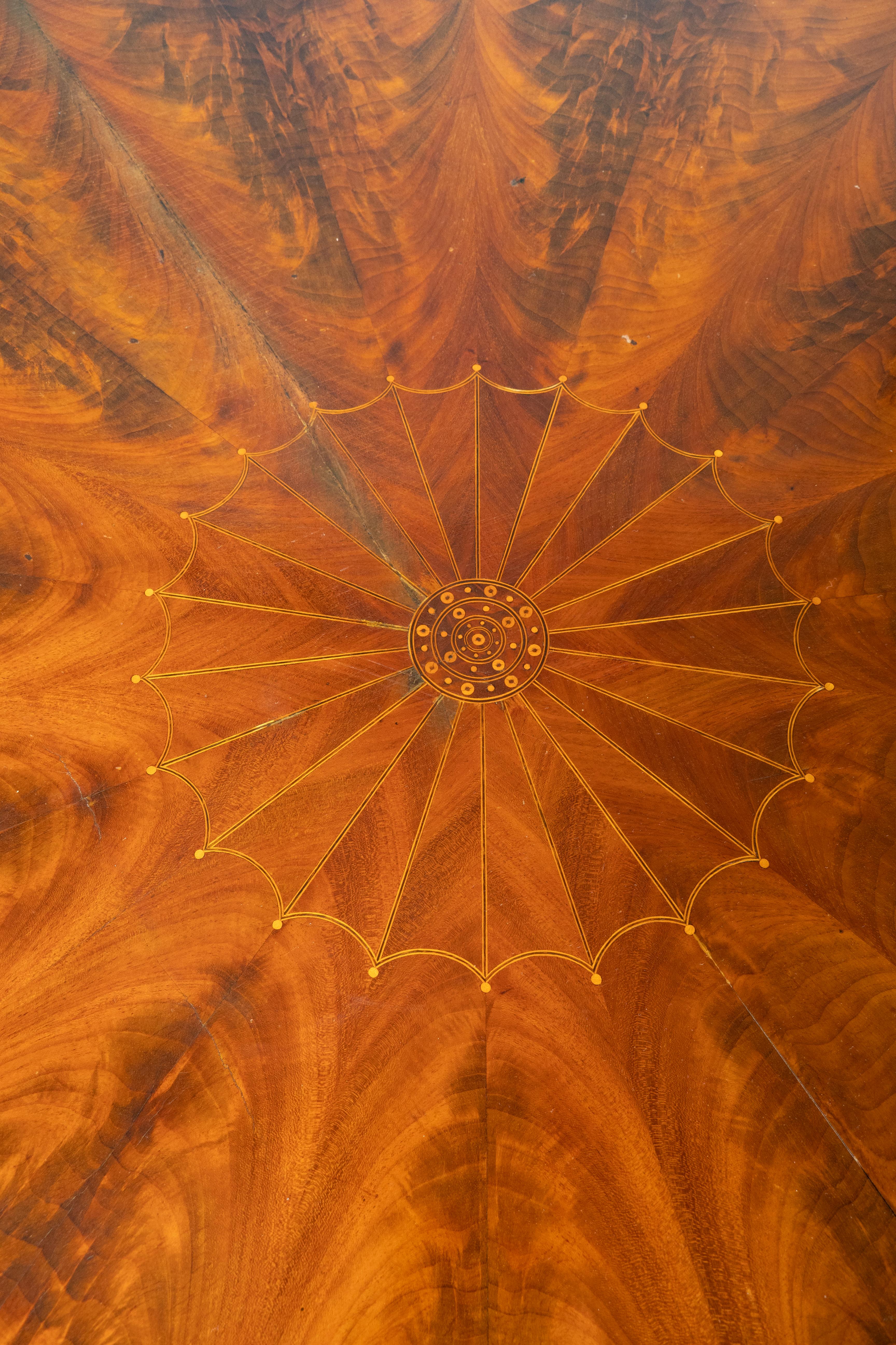 Biedermeier Mahogany And Satinwood Center Table For Sale 1