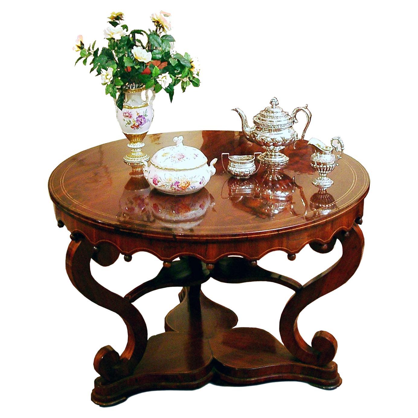 Biedermeier Mahogany Centre Table, Workshop Johannes Klinckerfuss, 1830 For Sale