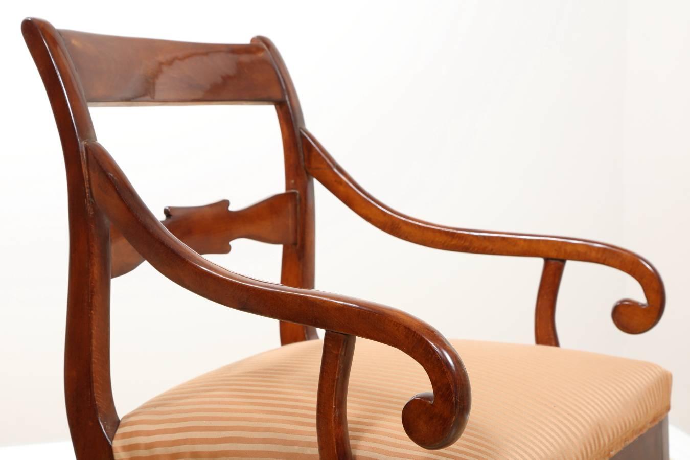 German Biedermeier Mahogany Chair, circa 1830 For Sale