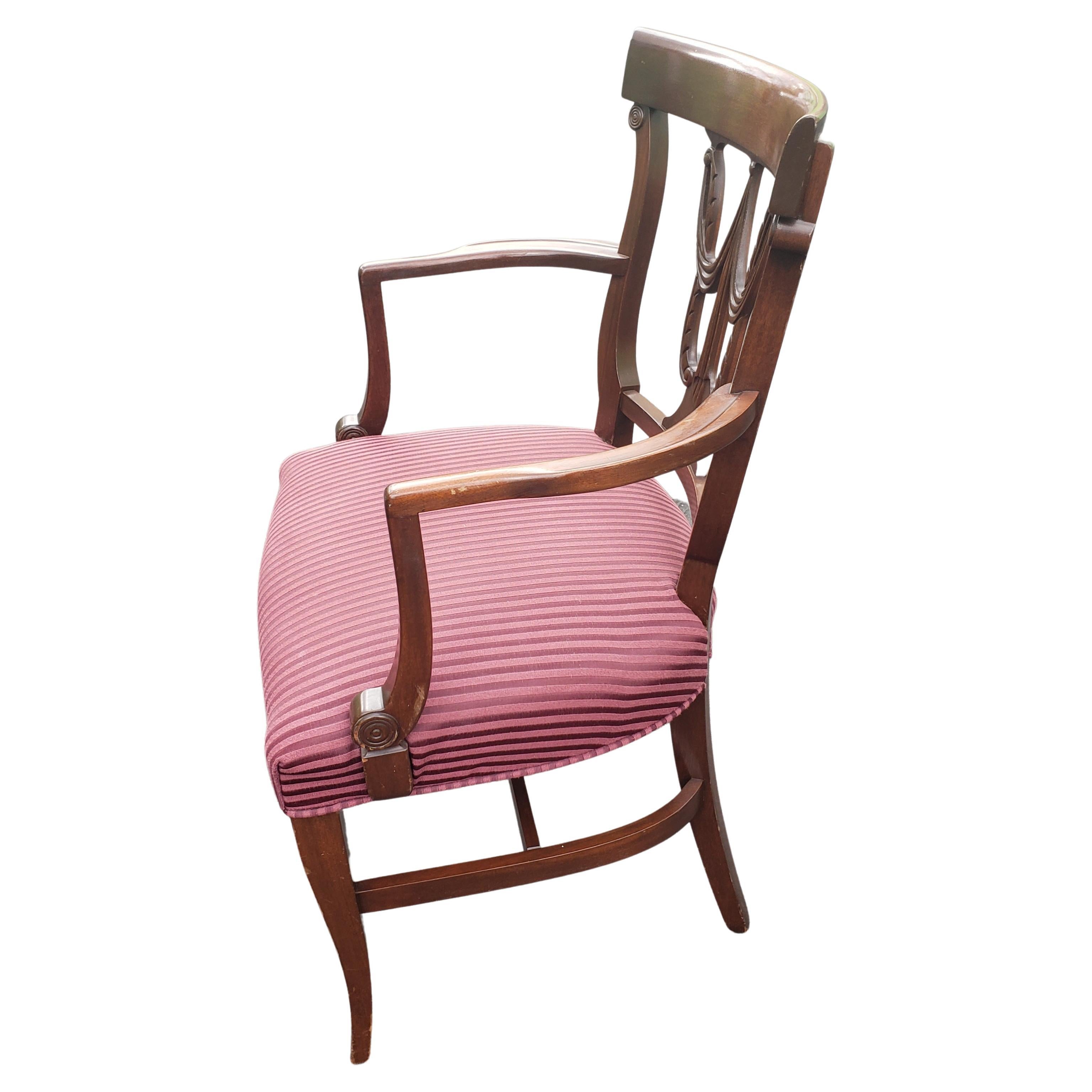 Biedermeier Mahogany Drapery Swag Shield Back Dining Chairs, C 1890s 4