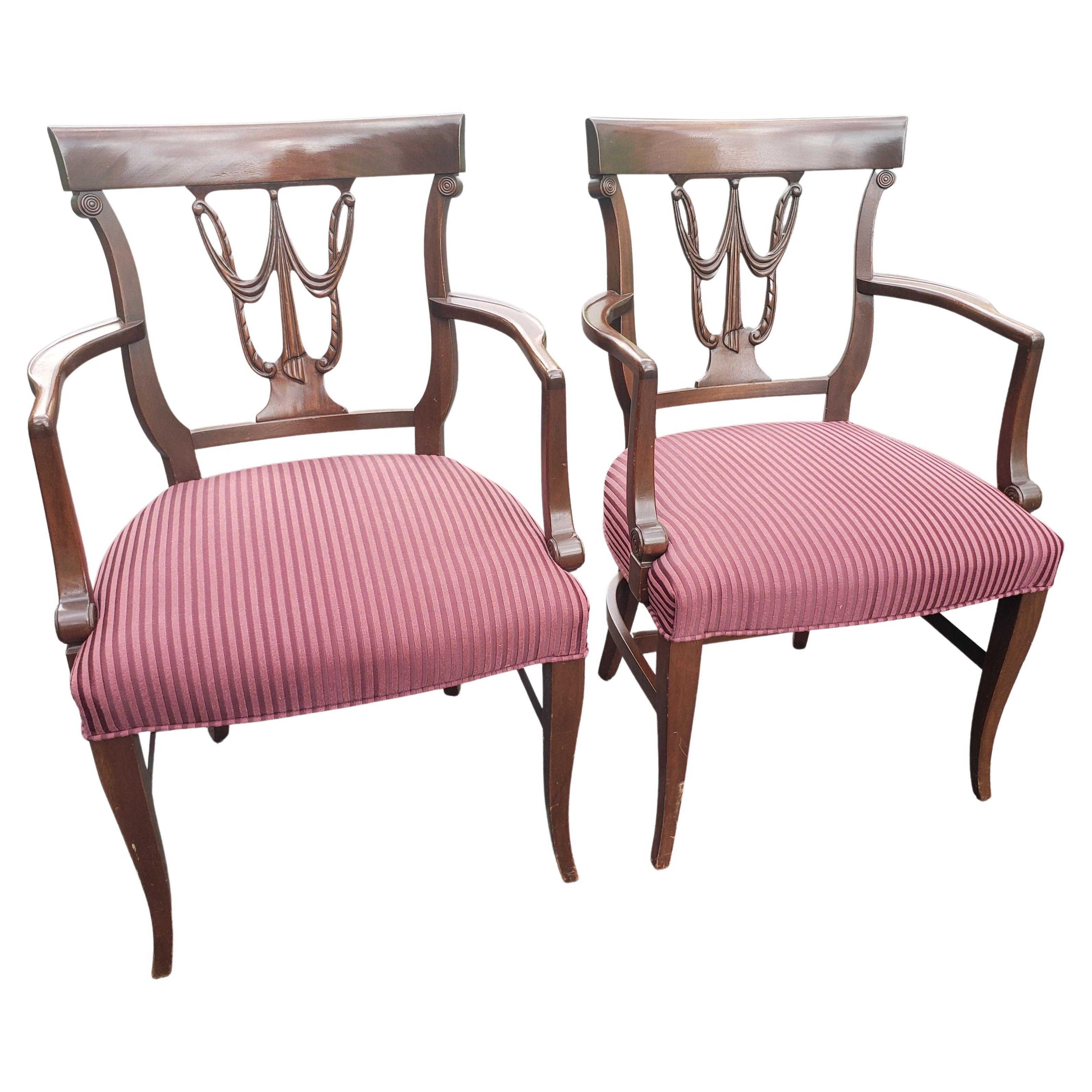 Biedermeier Mahogany Drapery Swag Shield Back Dining Chairs, C 1890s 5