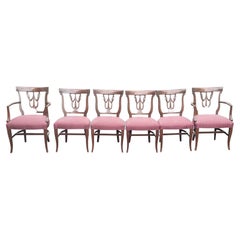 Biedermeier Mahogany Drapery Swag Shield Back Dining Chairs, C 1890s