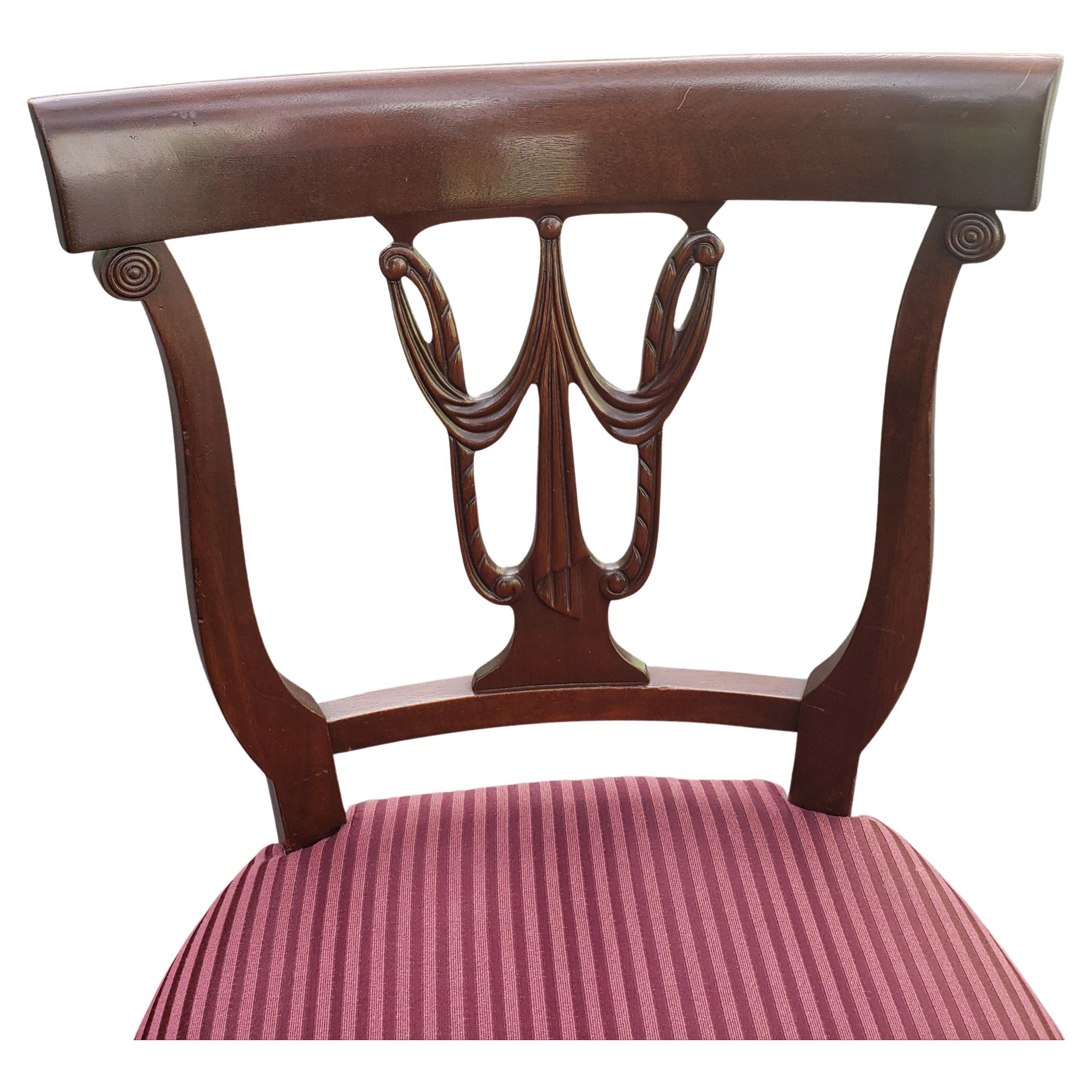 Biedermeier Mahogany Drapery Swag Shield Back Dining Chairs, C 1890s 2