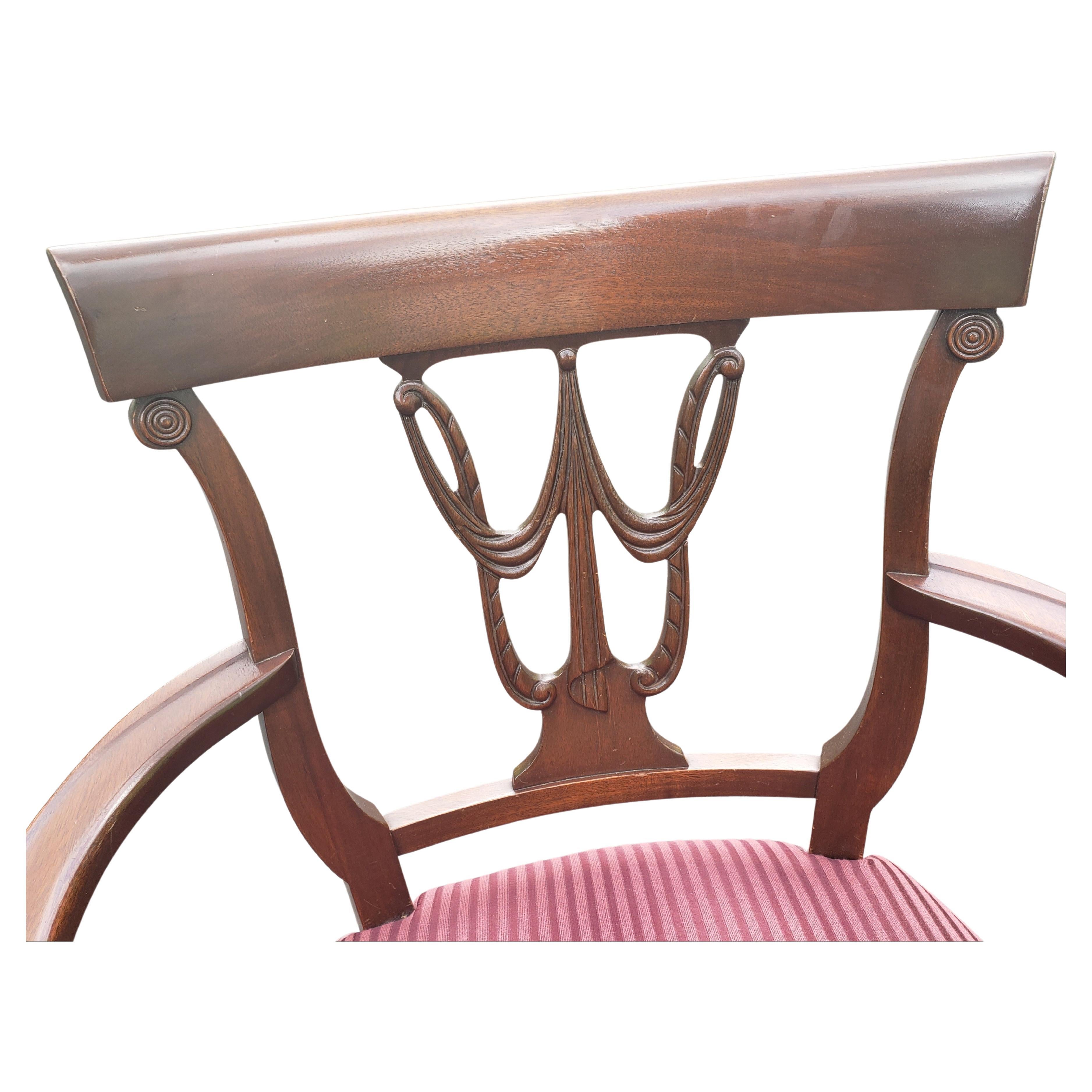 Biedermeier Mahogany Drapery Swag Shield Back Dining Chairs, C 1890s 3