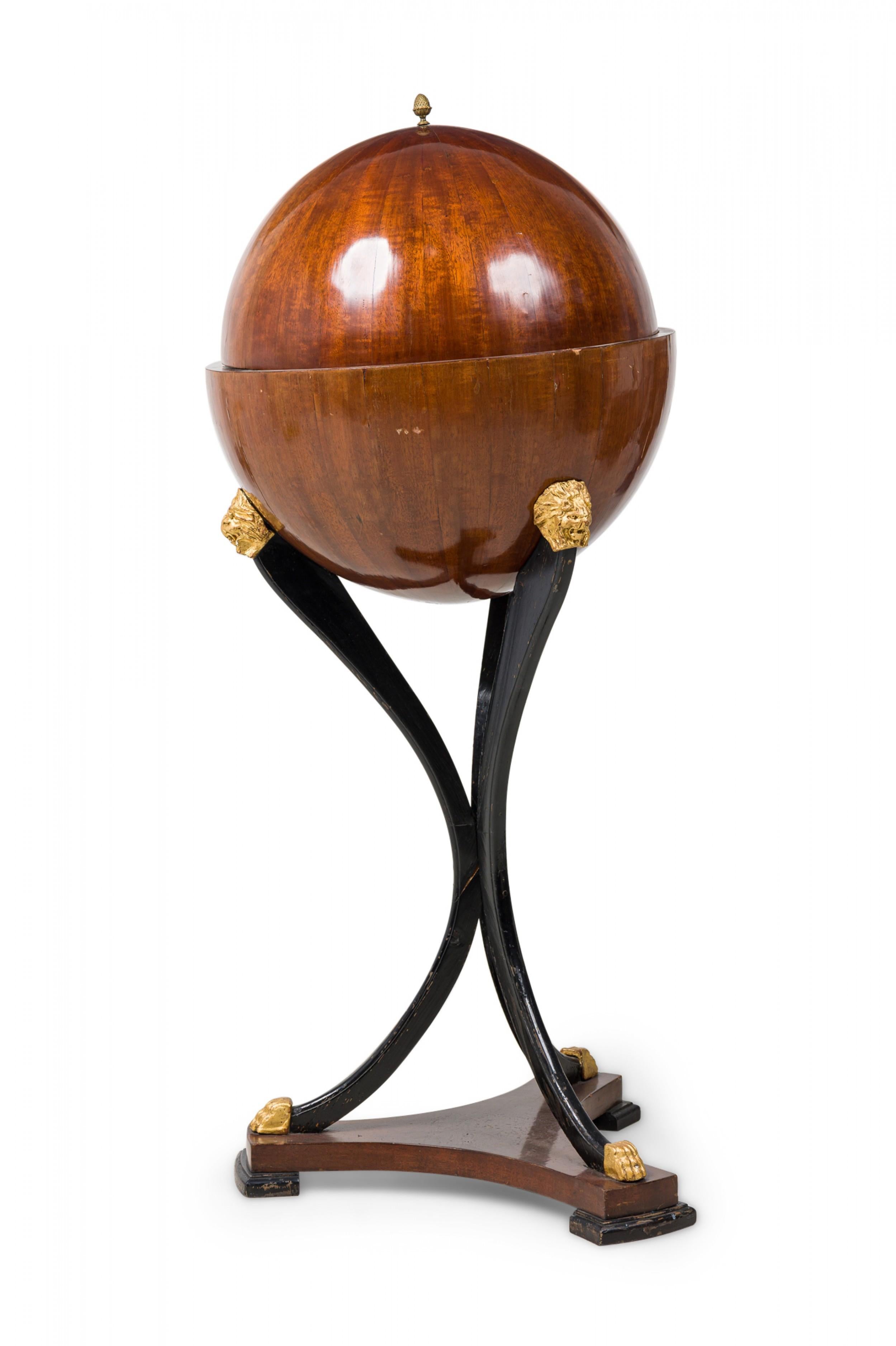 Biedermeier Mahogany Ebonized and Parcel-Gilt Globe Form Work Desk In Good Condition For Sale In New York, NY