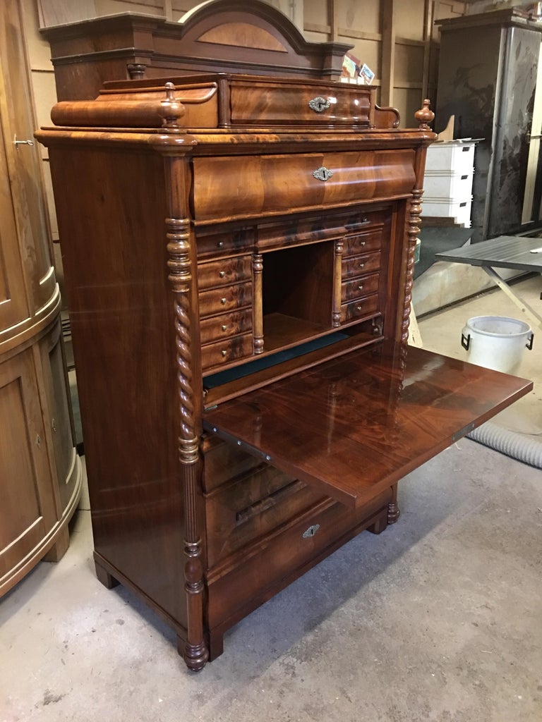 Biedermeier Mahogany Folding Secretary With Columns From Circa 1840