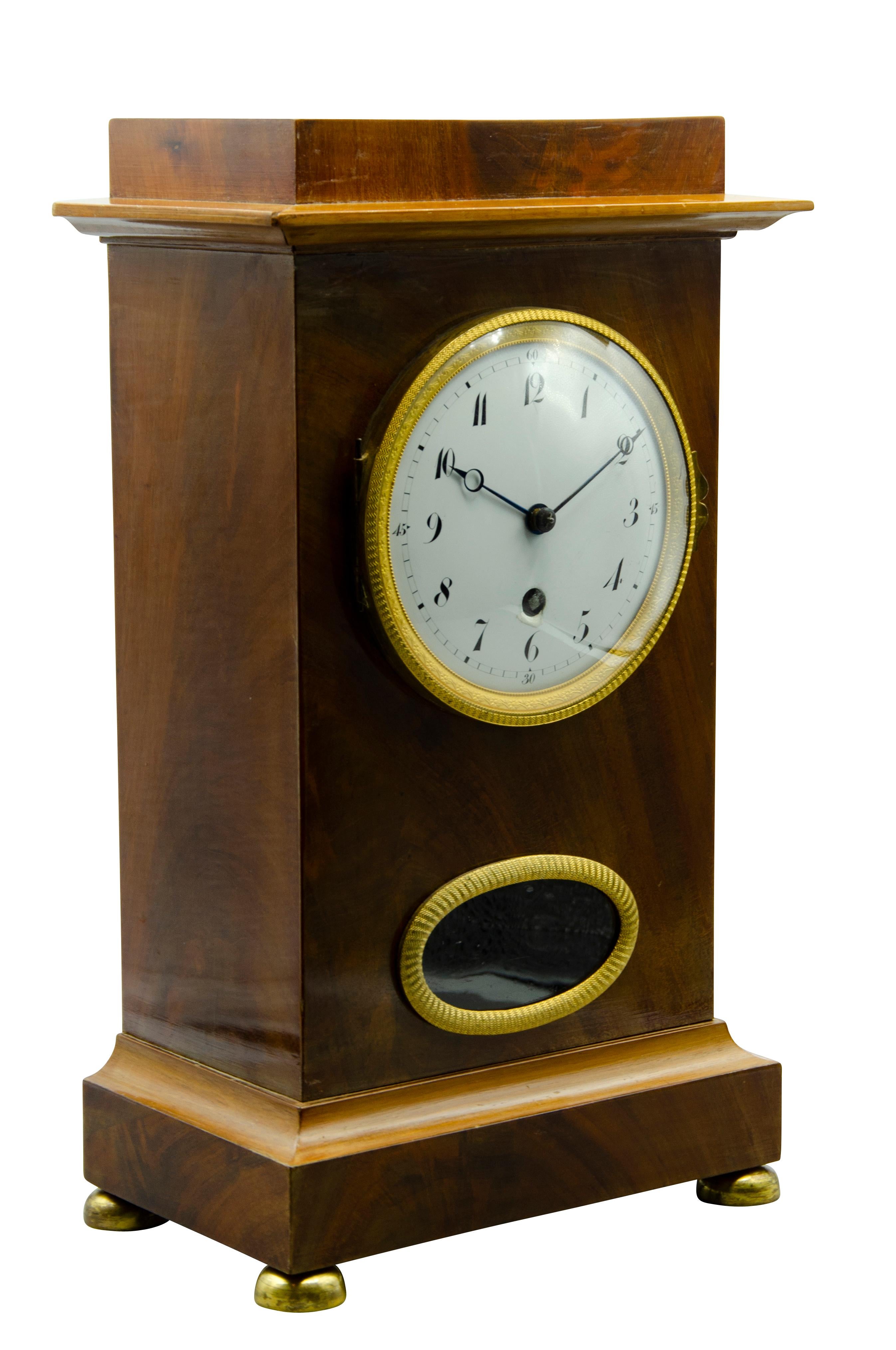 Biedermeier Mahogany Mantle Clock 8