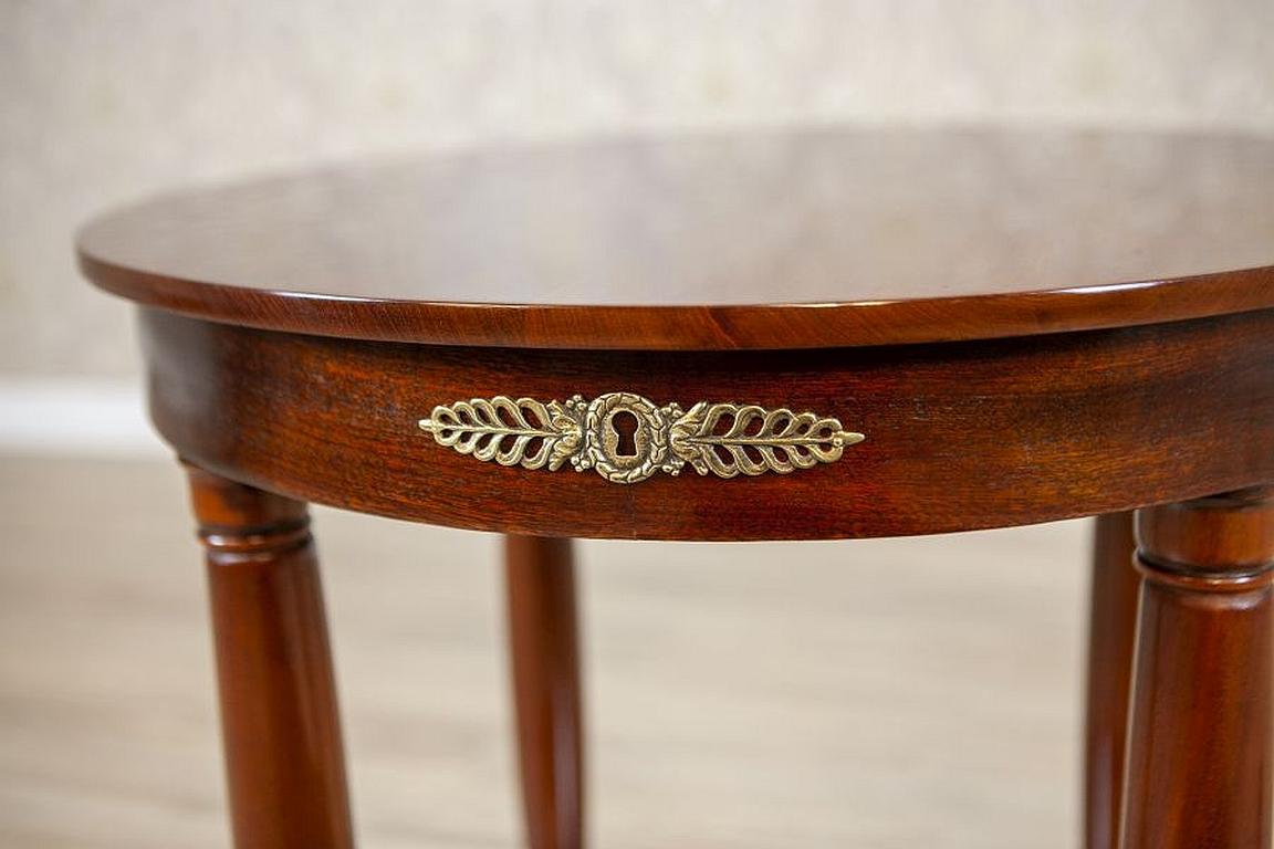 Brass Biedermeier Mahogany Oval Side Table from the Late 19th Century For Sale