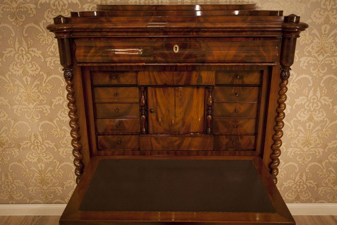 Biedermeier  Mahogany Secretary Desk, circa 1850, after Renovation In Good Condition In Opole, PL