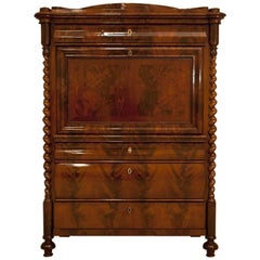 Biedermeier  Mahogany Secretary Desk, circa 1850, after Renovation