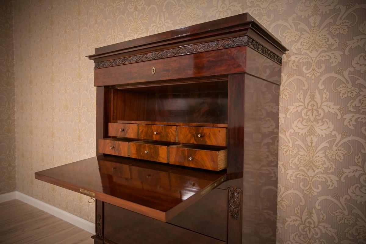 Mid-19th Century Biedermeier Mahogany Secretary Desk, circa 1860, after Renovation For Sale