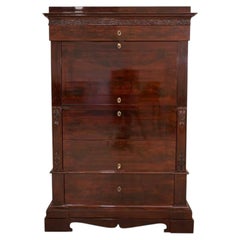 Biedermeier Mahogany Secretary Desk, circa 1860, after Renovation