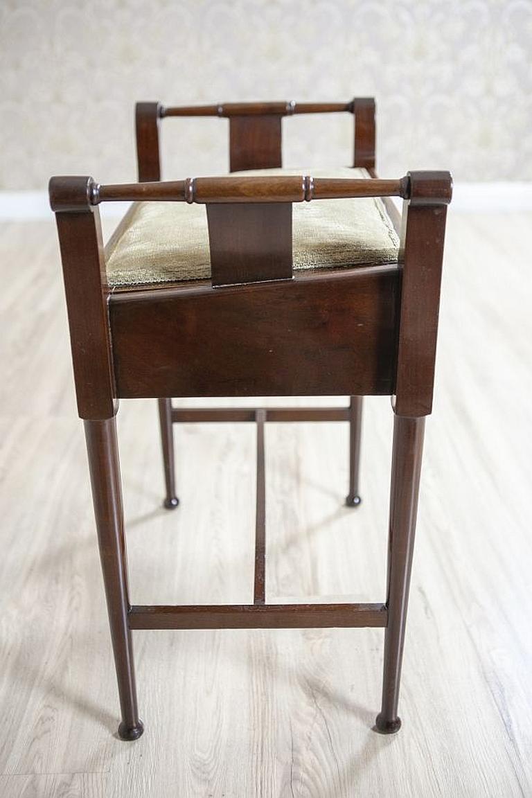 French Biedermeier Inlaid Mahogany Stool from the Late 19th Century