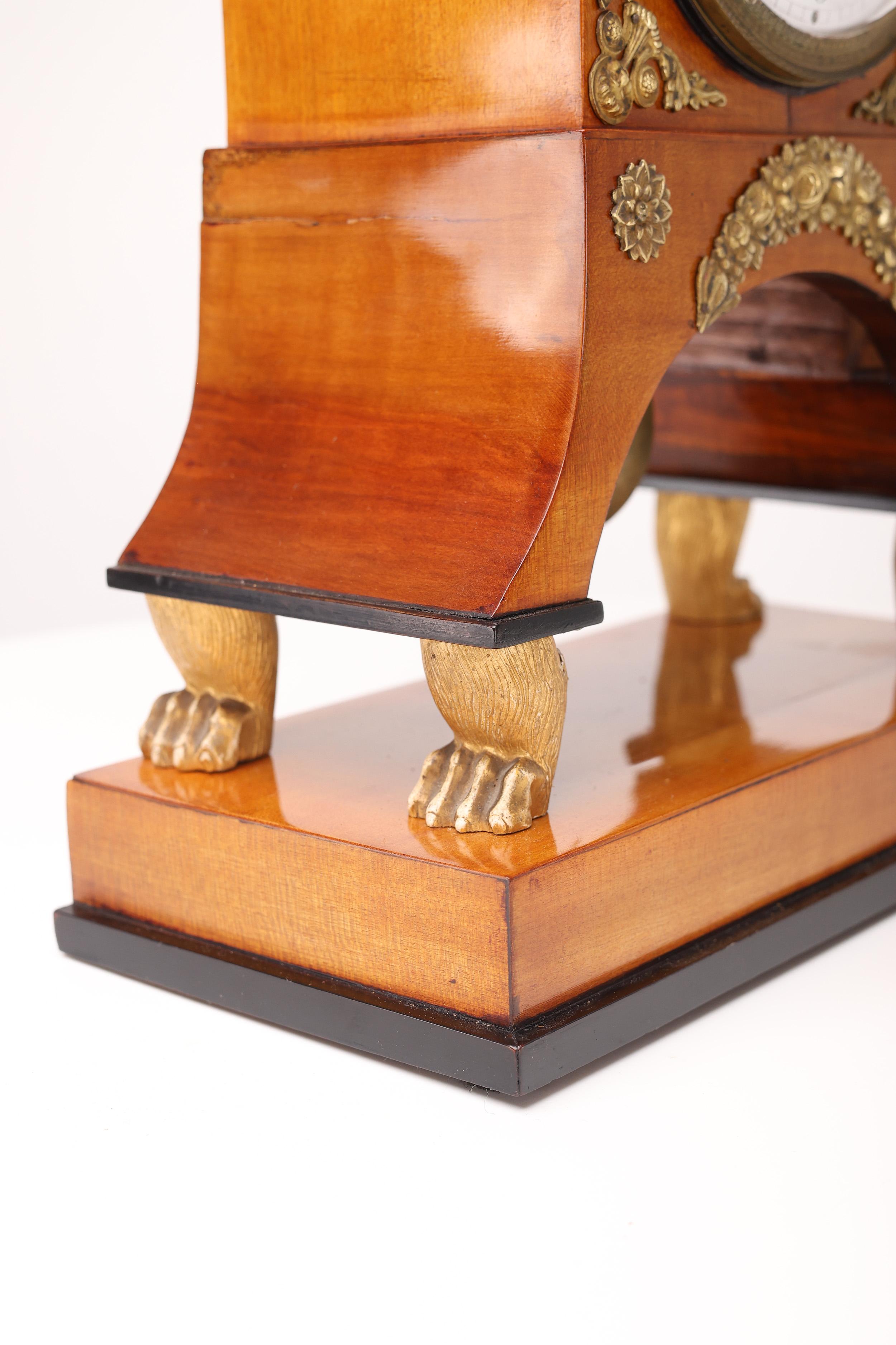 Biedermeier Mantel Clock, Early 19th Century For Sale 8