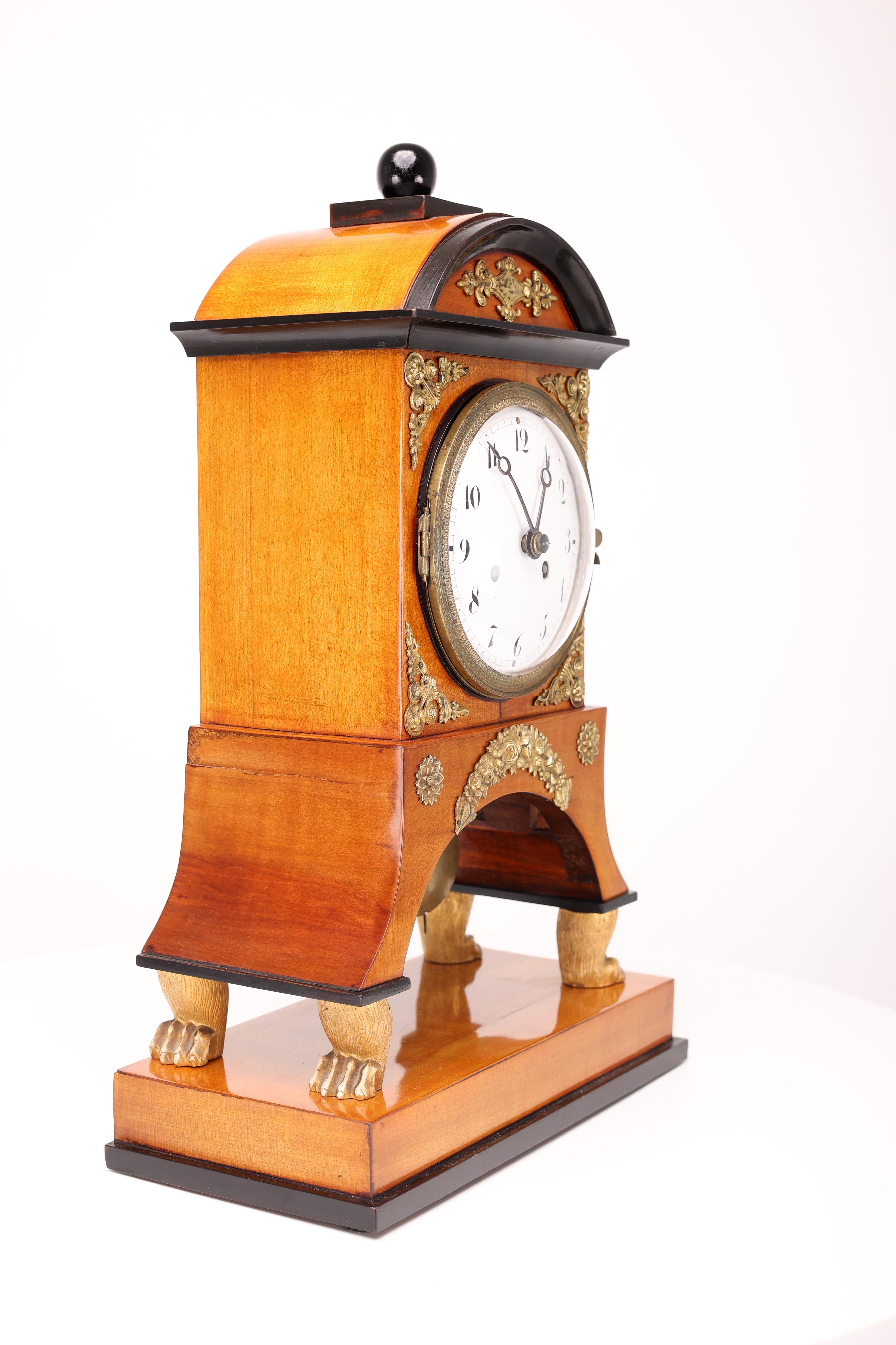 Biedermeier Mantel Clock, Early 19th Century For Sale 9