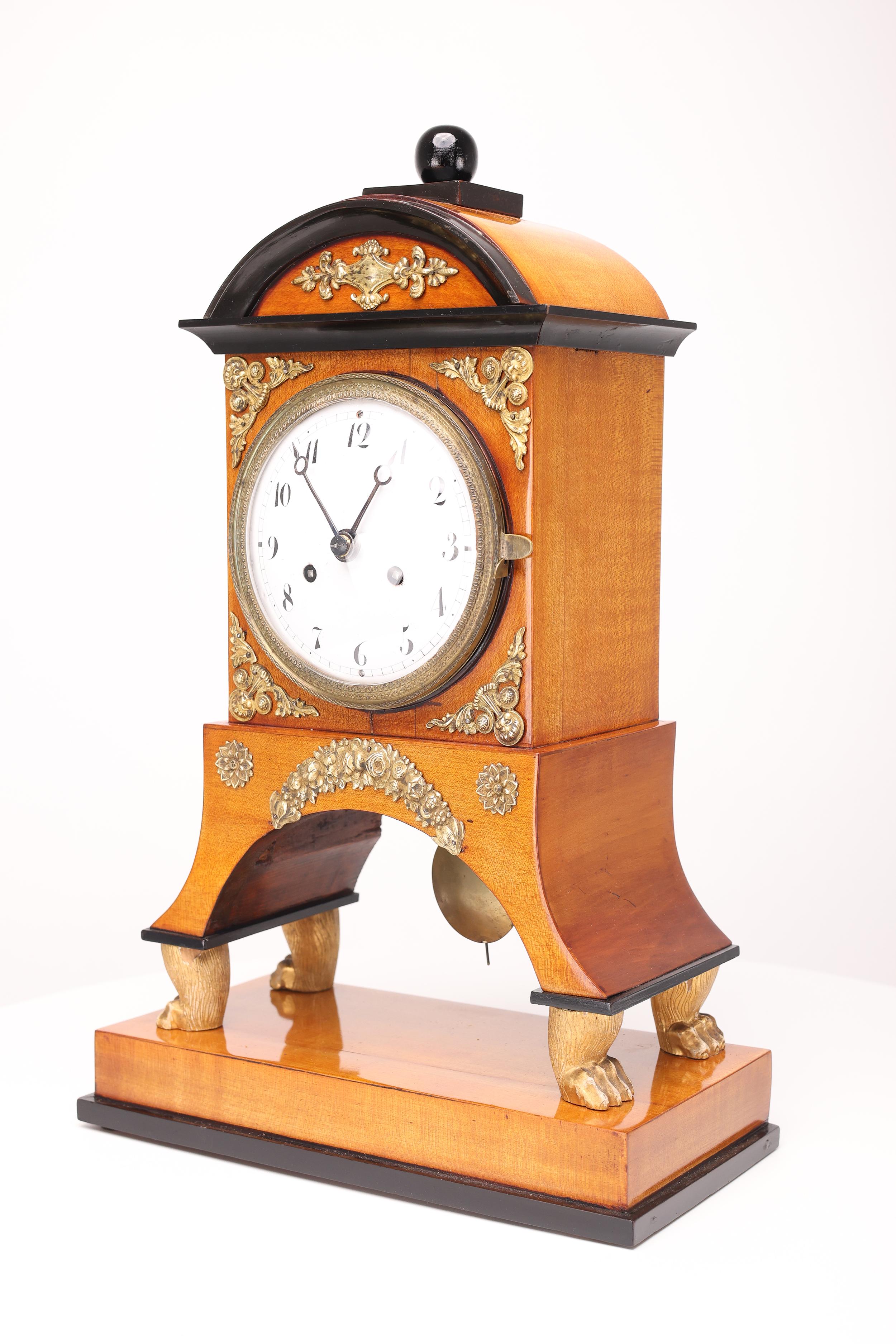 Biedermeier Mantel Clock, Early 19th Century For Sale 11