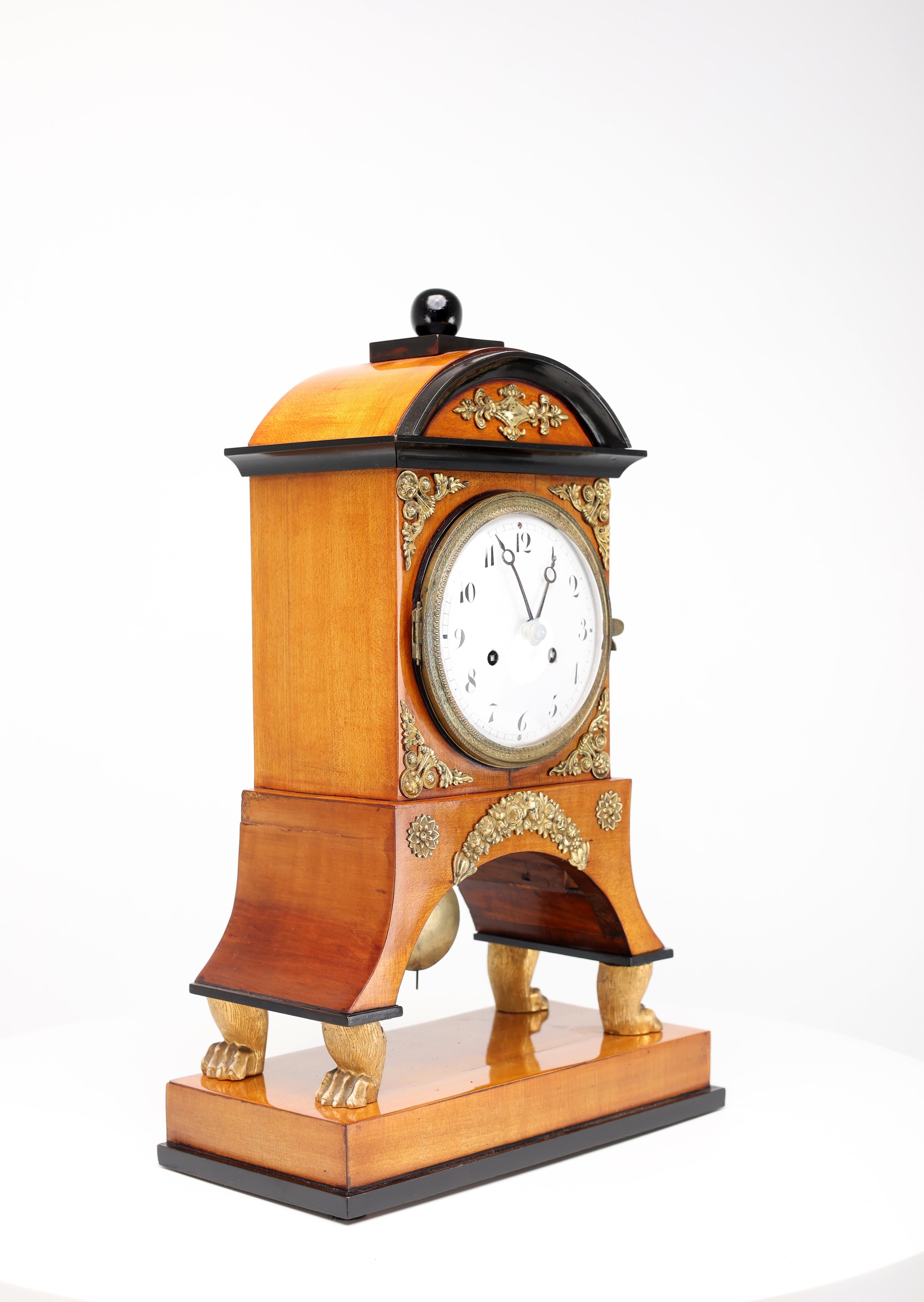 Biedermeier Mantel Clock, Early 19th Century For Sale 2