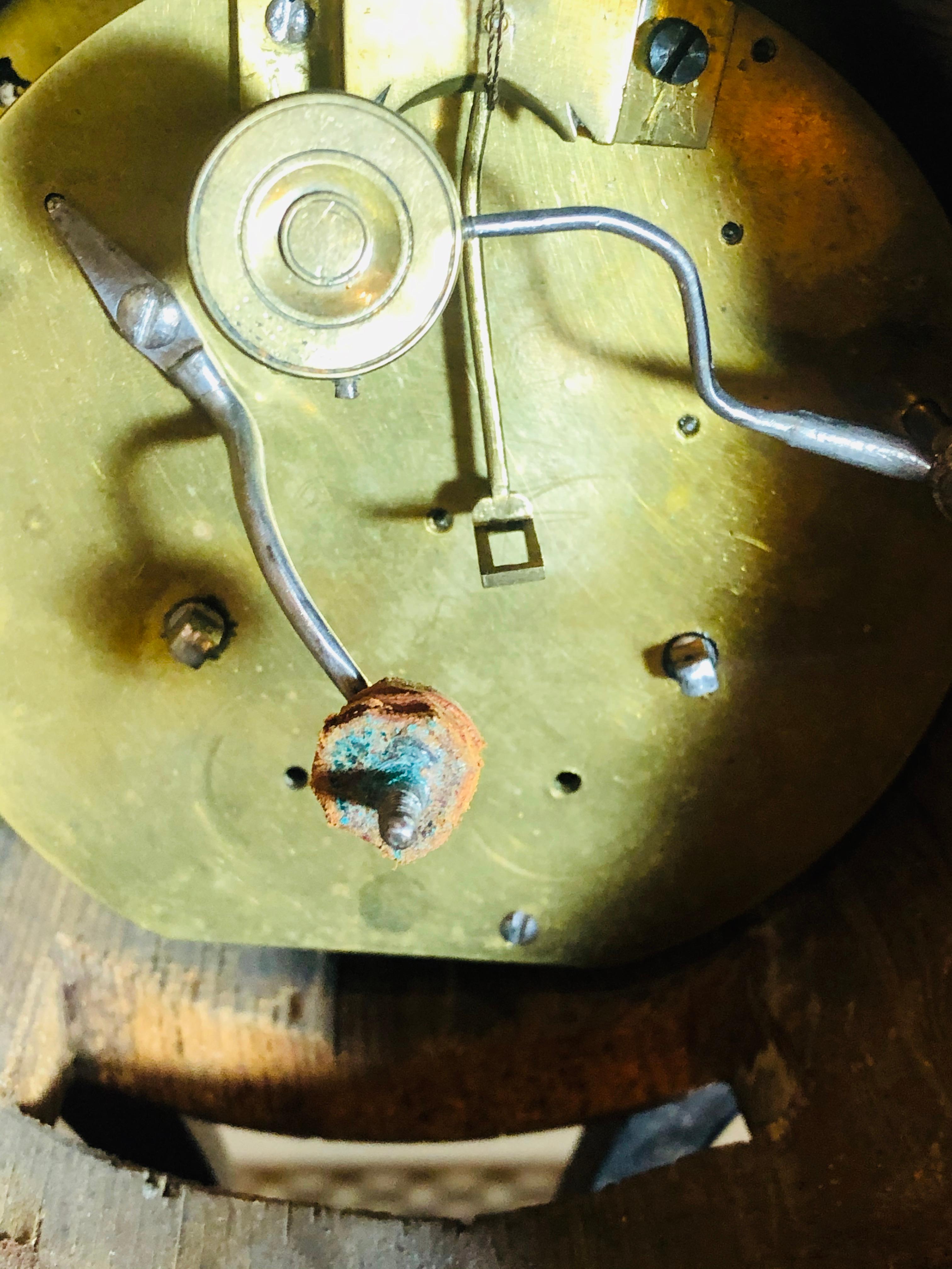 Biedermeier Mantle Clock with Ebonized Details and Hoof Legs Silk Suspension For Sale 6