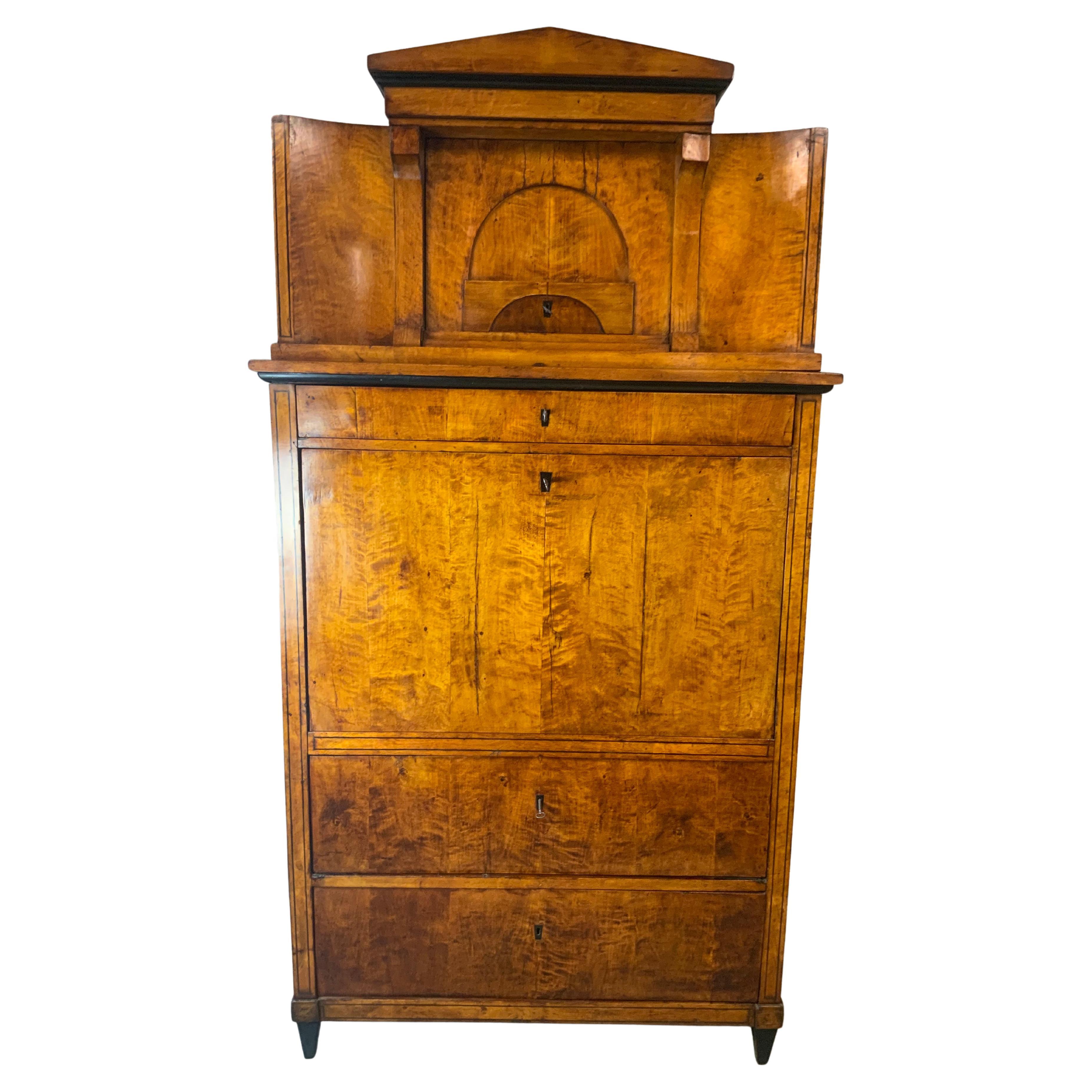 Biedermeier Maple Drop Front Secretary