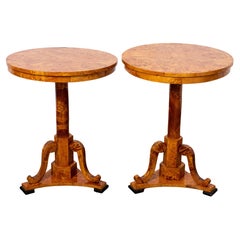 Biedermeier Maple Wood Side Tables, Pair