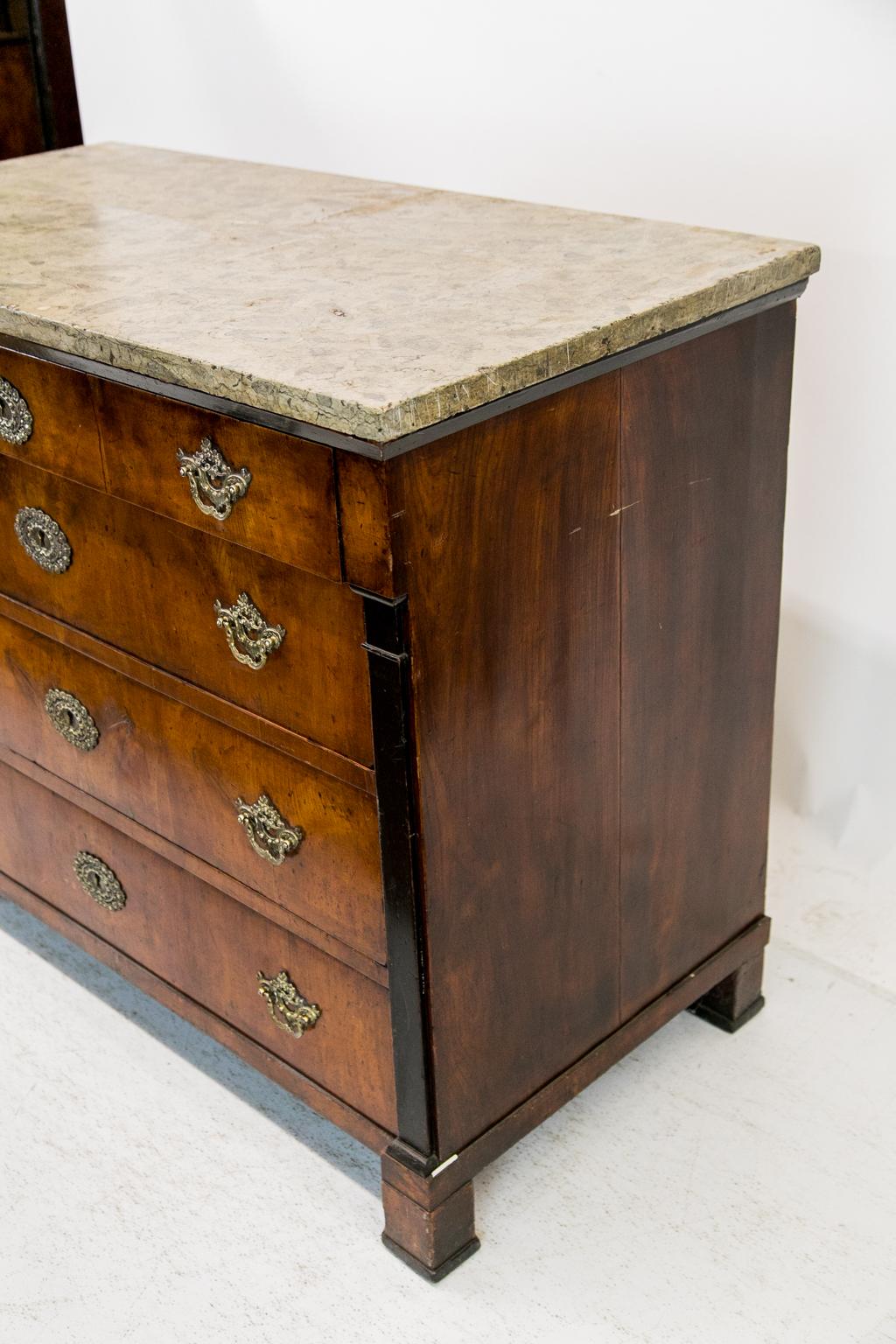 Biedermeier Marble-Top Chest For Sale 3