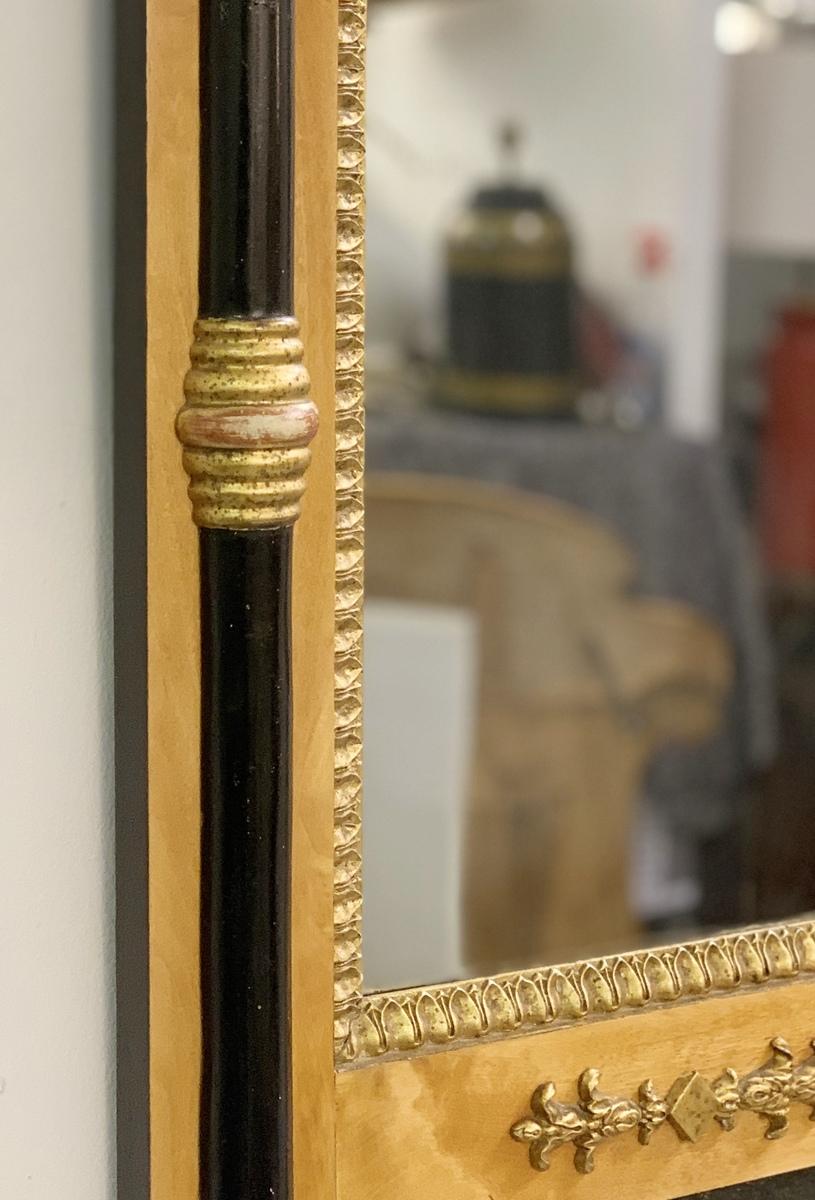Biedermeier Mirror, Birch, Blackened Wood And Golden Stucco, circa 1920 In Good Condition In Brussels, BE
