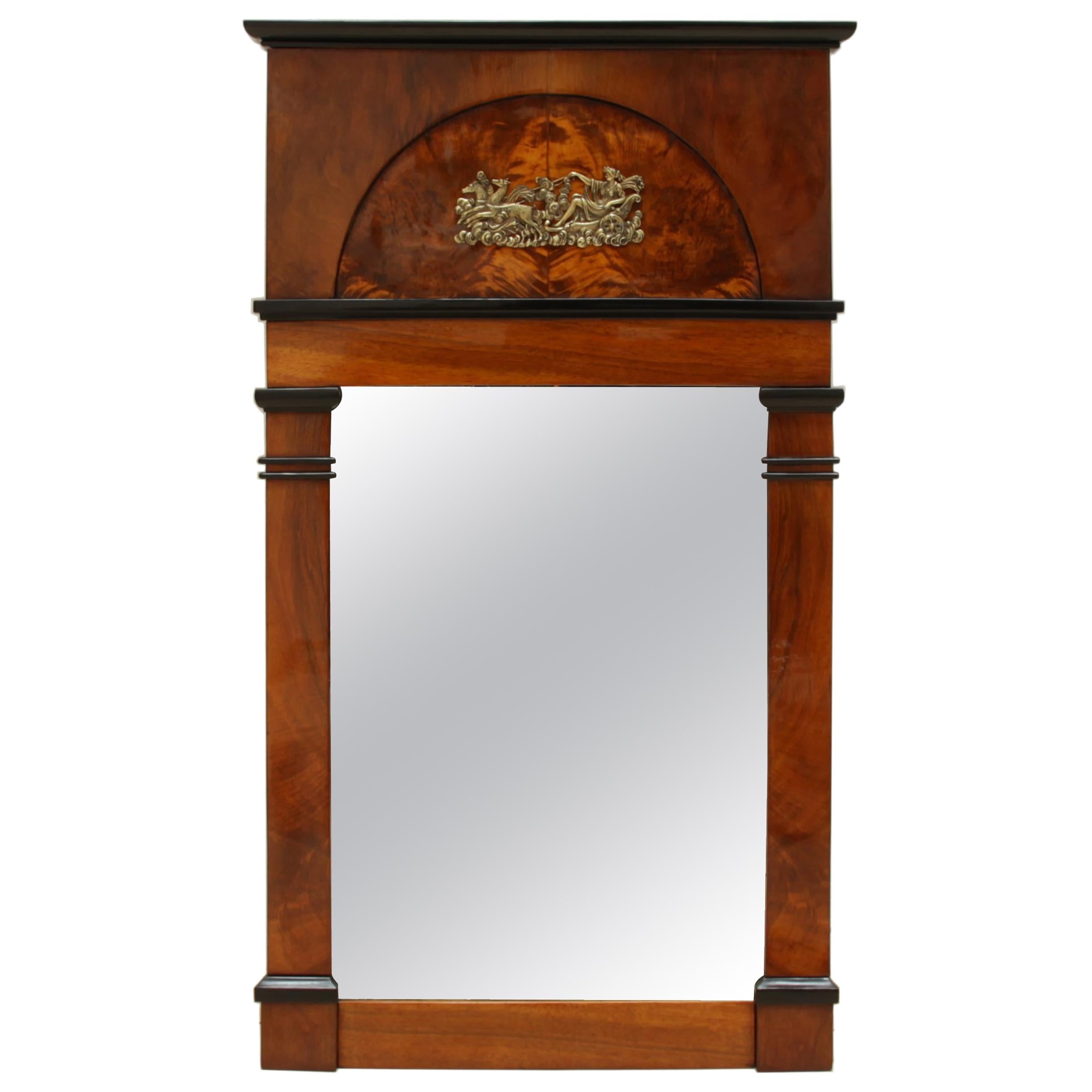 Biedermeier Mirror, Walnut and Brass, South Germany, circa 1820