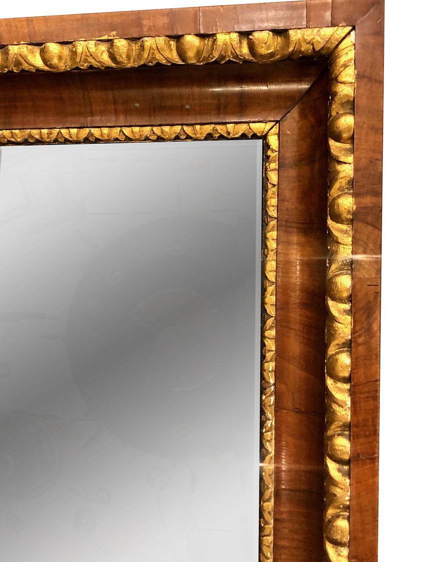 Beveled Biedermeier Mirror with Gilt Details For Sale