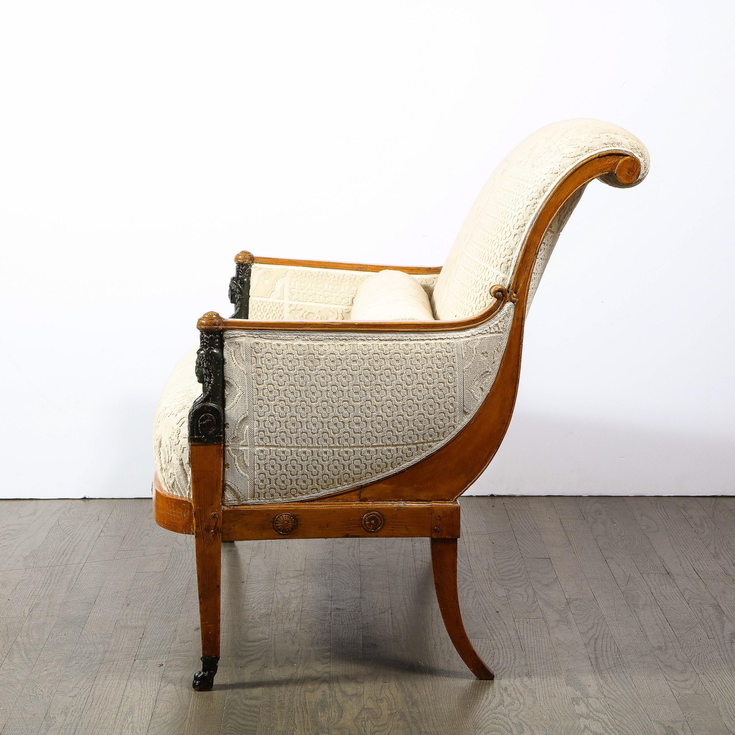 Biedermeier Neoclassical Settee with Scroll Form Back & Saber Leg Supports For Sale 4