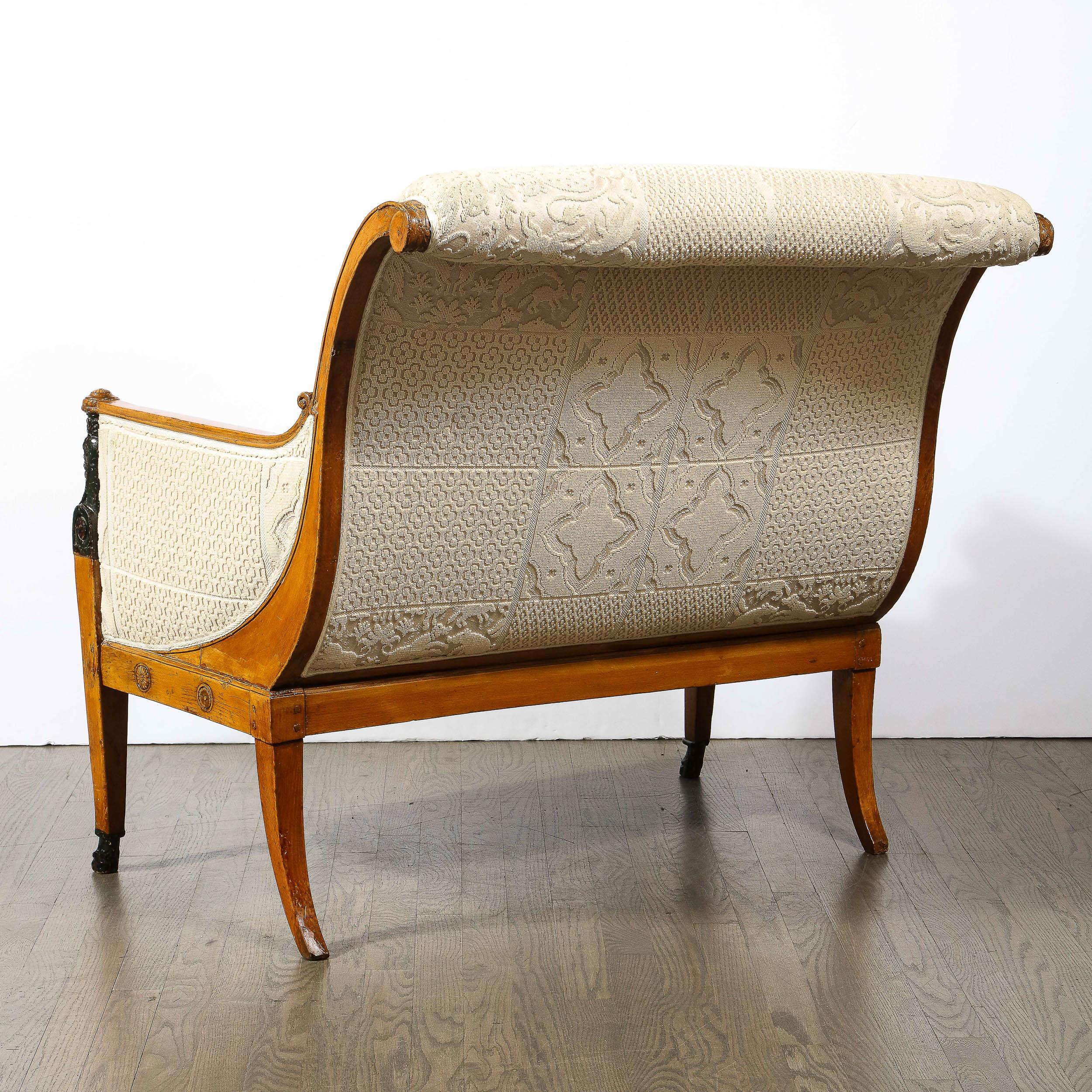 Biedermeier Neoclassical Settee with Scroll Form Back & Saber Leg Supports For Sale 6