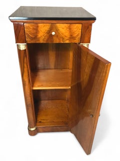 Biedermeier Nightstand in Walnut with Ebonized Top, Germany circa 1830