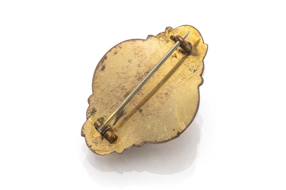 Biedermeier Old gold brooch from the end of the 19th century. In Fair Condition For Sale In Chorzów, PL