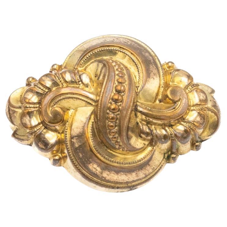 Biedermeier Old gold brooch from the end of the 19th century. For Sale