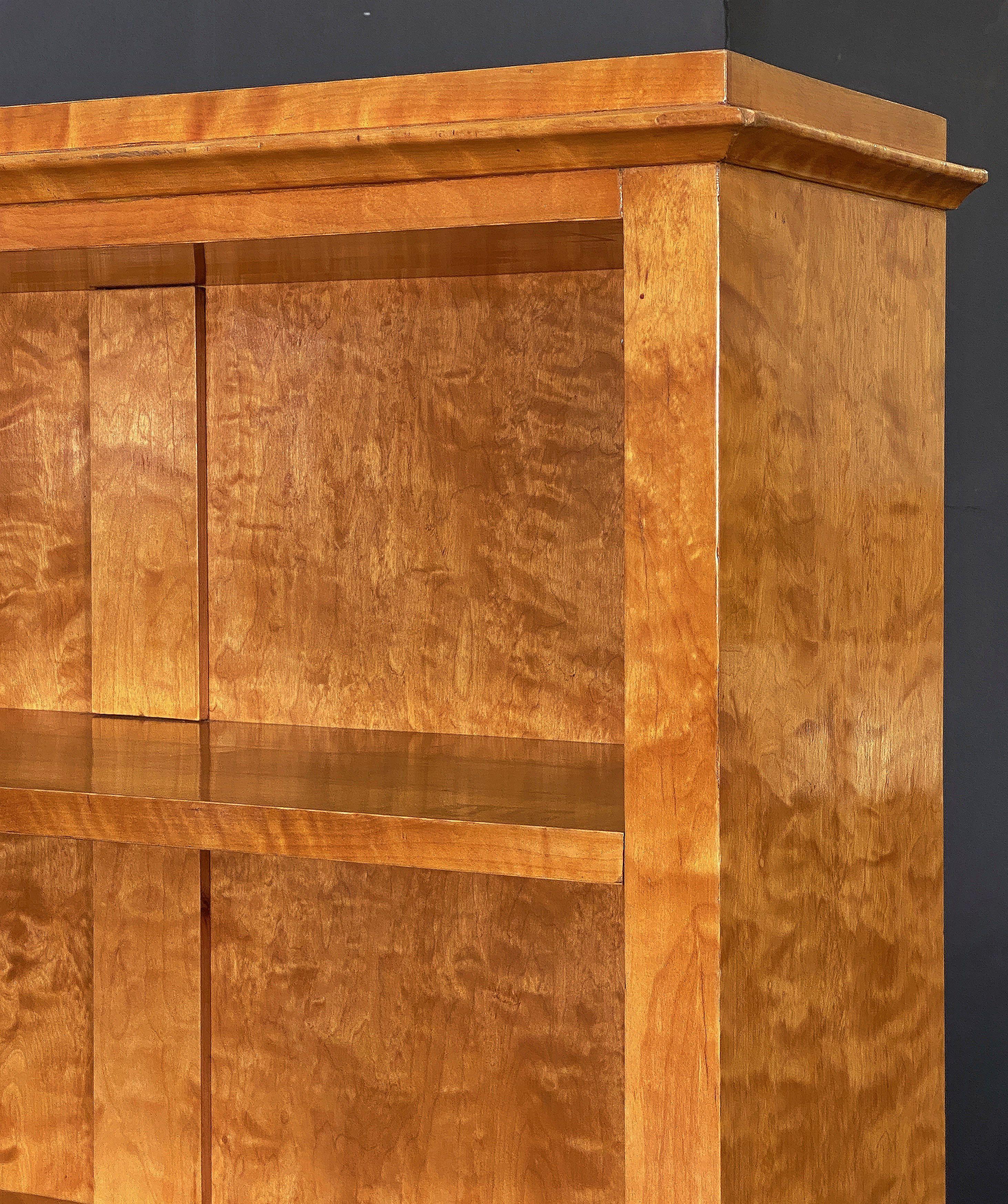 Birdseye Maple Biedermeier Open Bookcase or Shelves of Curly Maple For Sale
