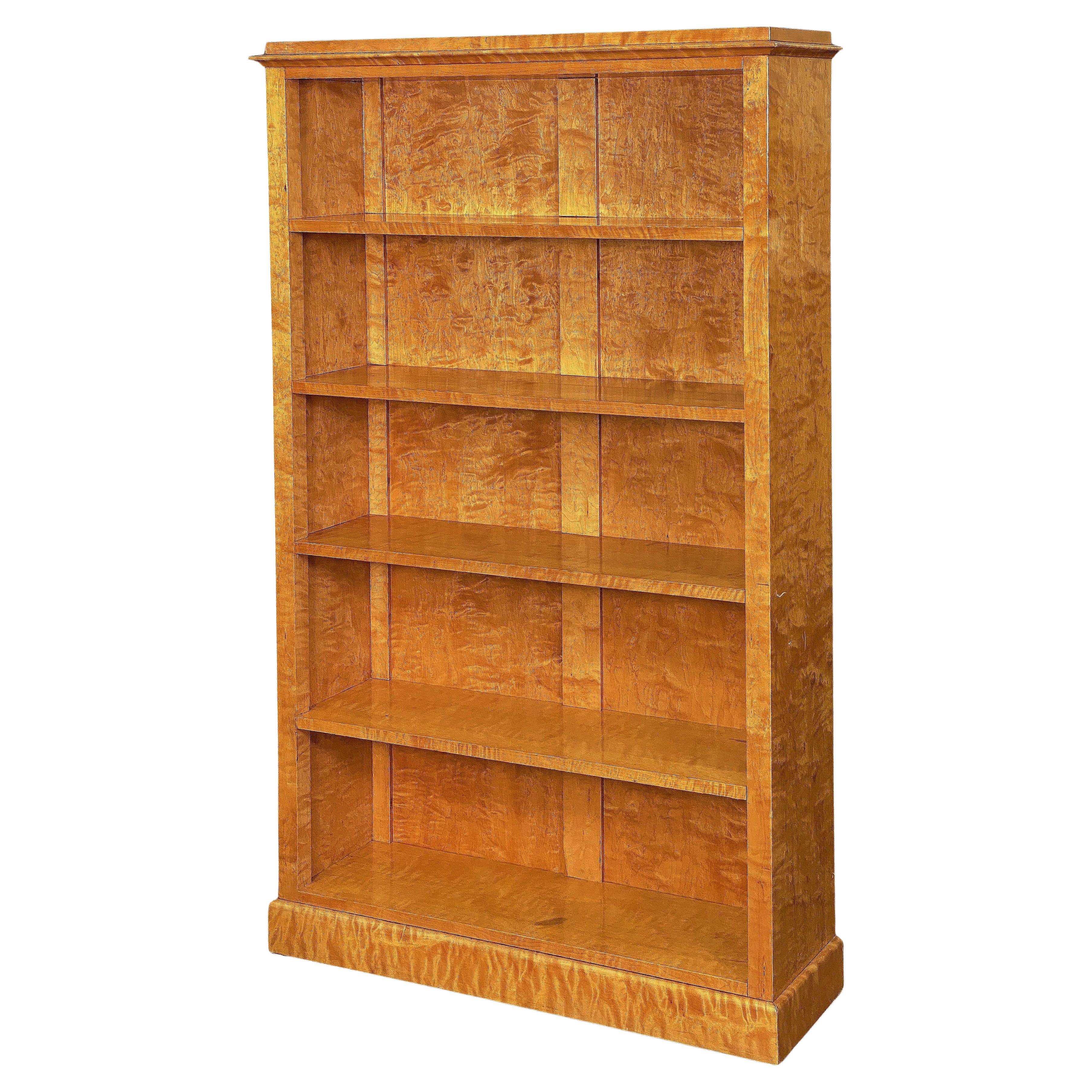 Biedermeier Open Bookcase or Shelves of Curly Maple For Sale