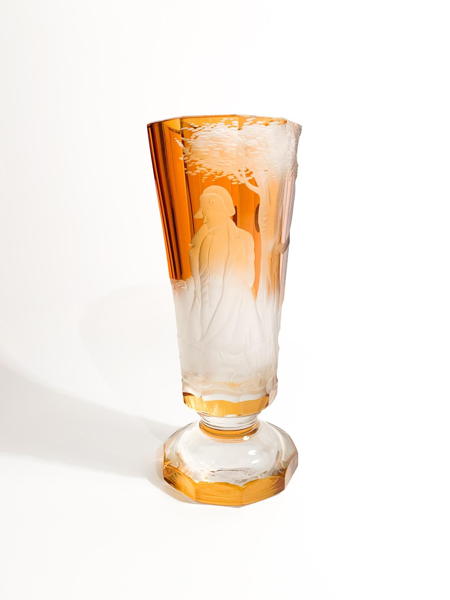 Biedermeier Orange Crystal Glass and Napoleon Decorations from 1800 5
