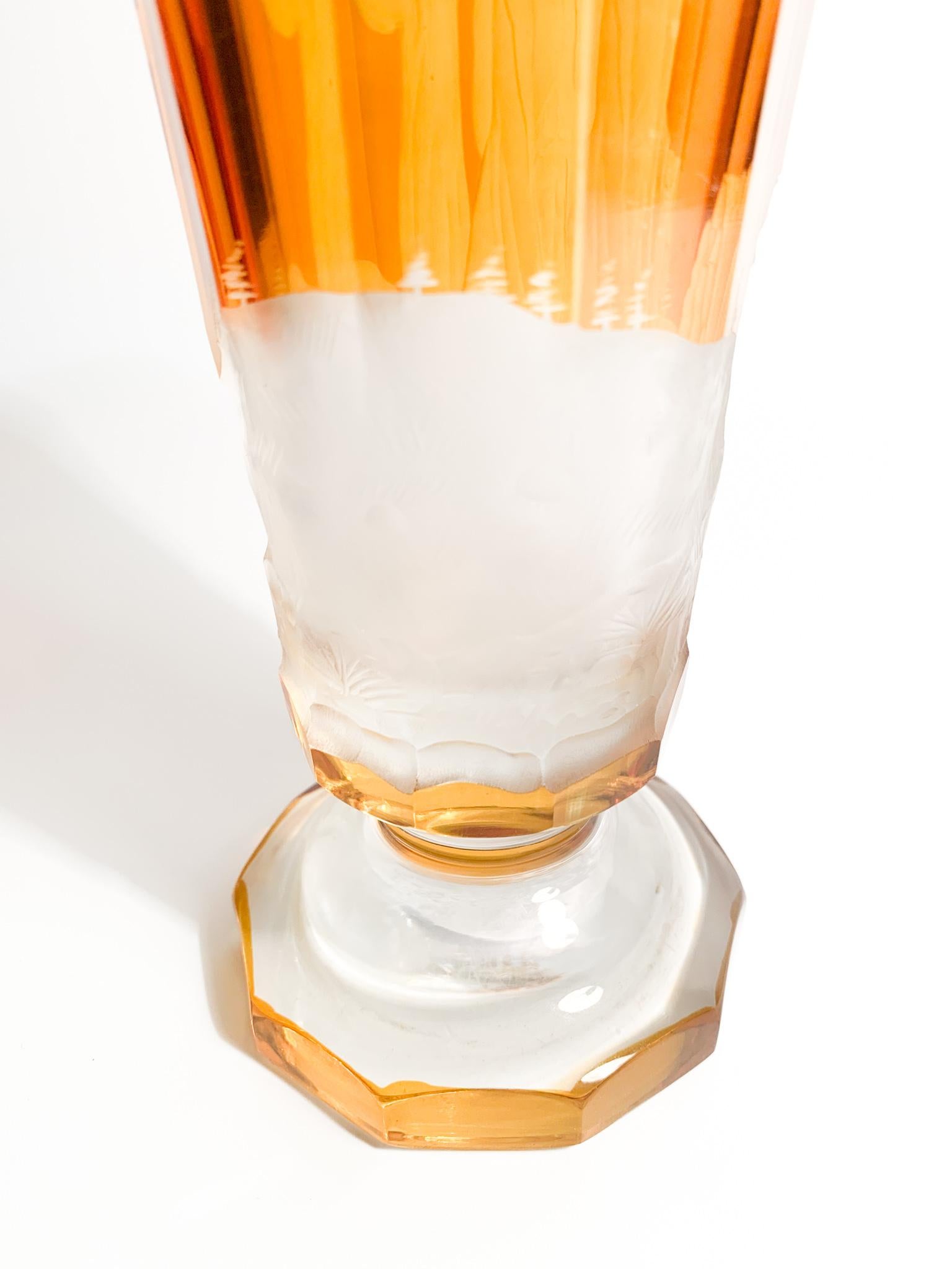 Late 19th Century Biedermeier Orange Crystal Glass and Napoleon Decorations from 1800