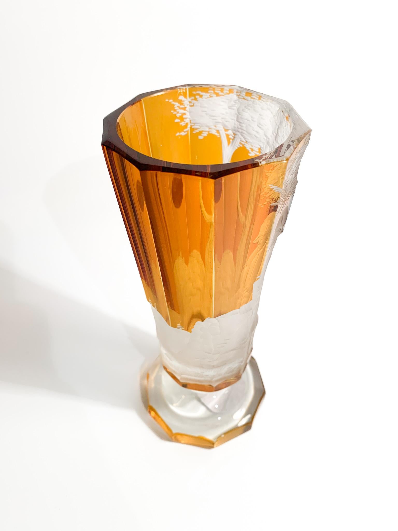 Biedermeier Orange Crystal Glass and Napoleon Decorations from 1800 2