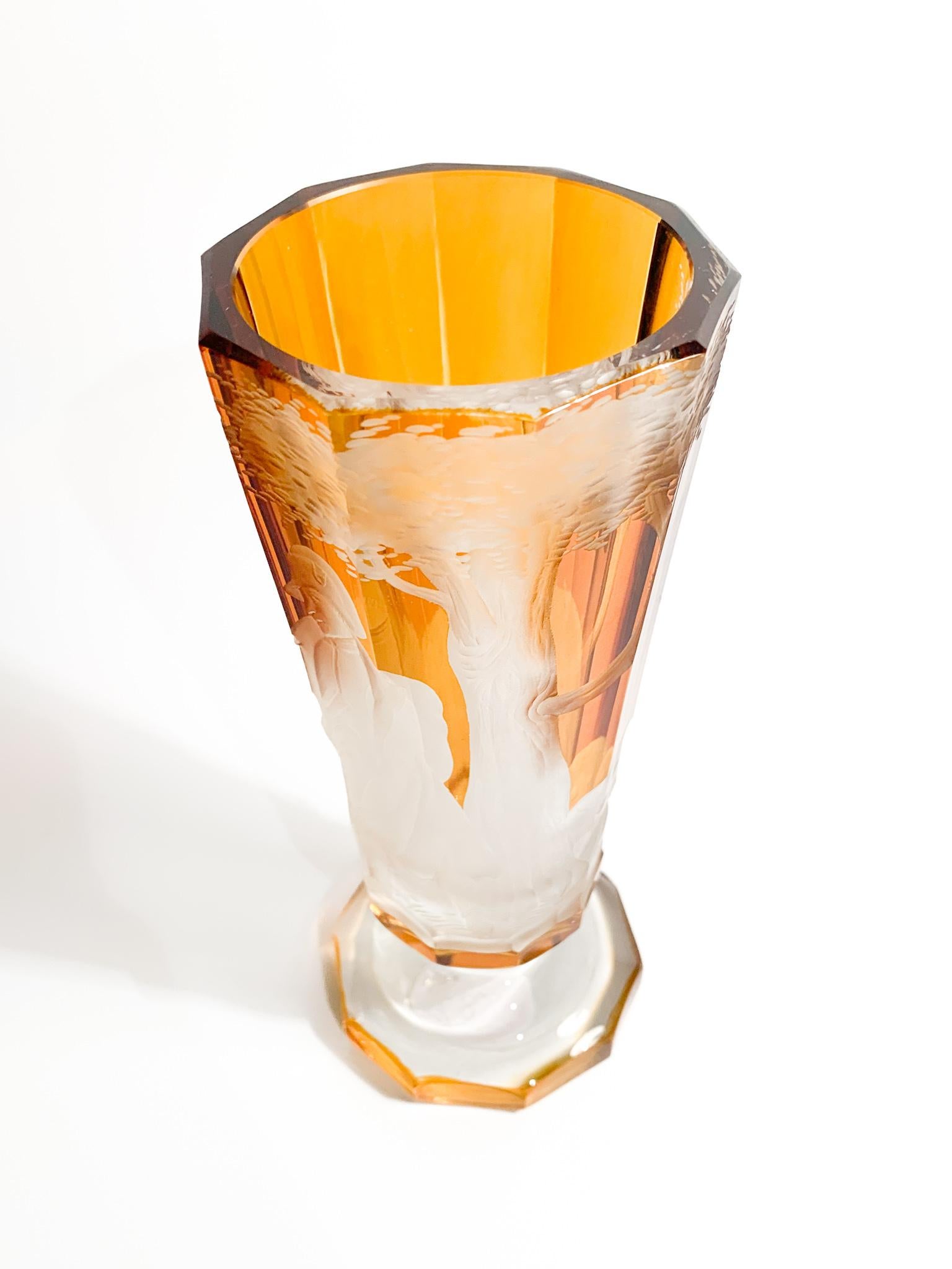 Biedermeier Orange Crystal Glass and Napoleon Decorations from 1800 3