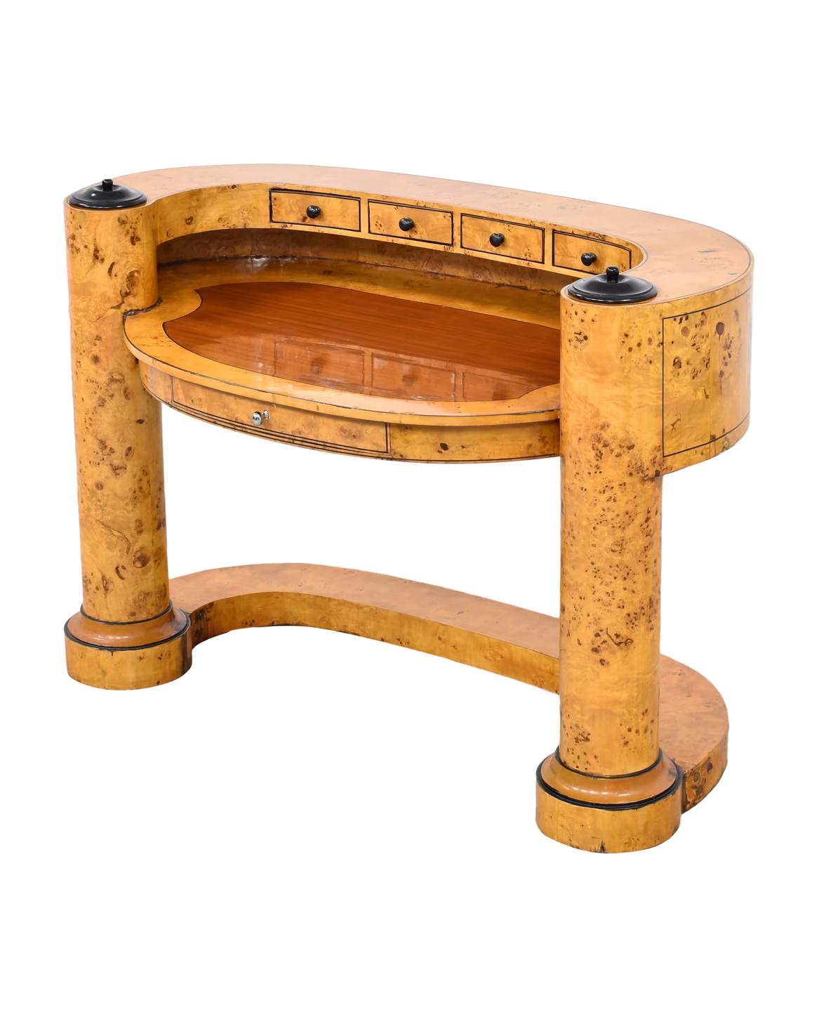 Birch Biedermeier Oval Desk in the style of Josef Danhauser For Sale