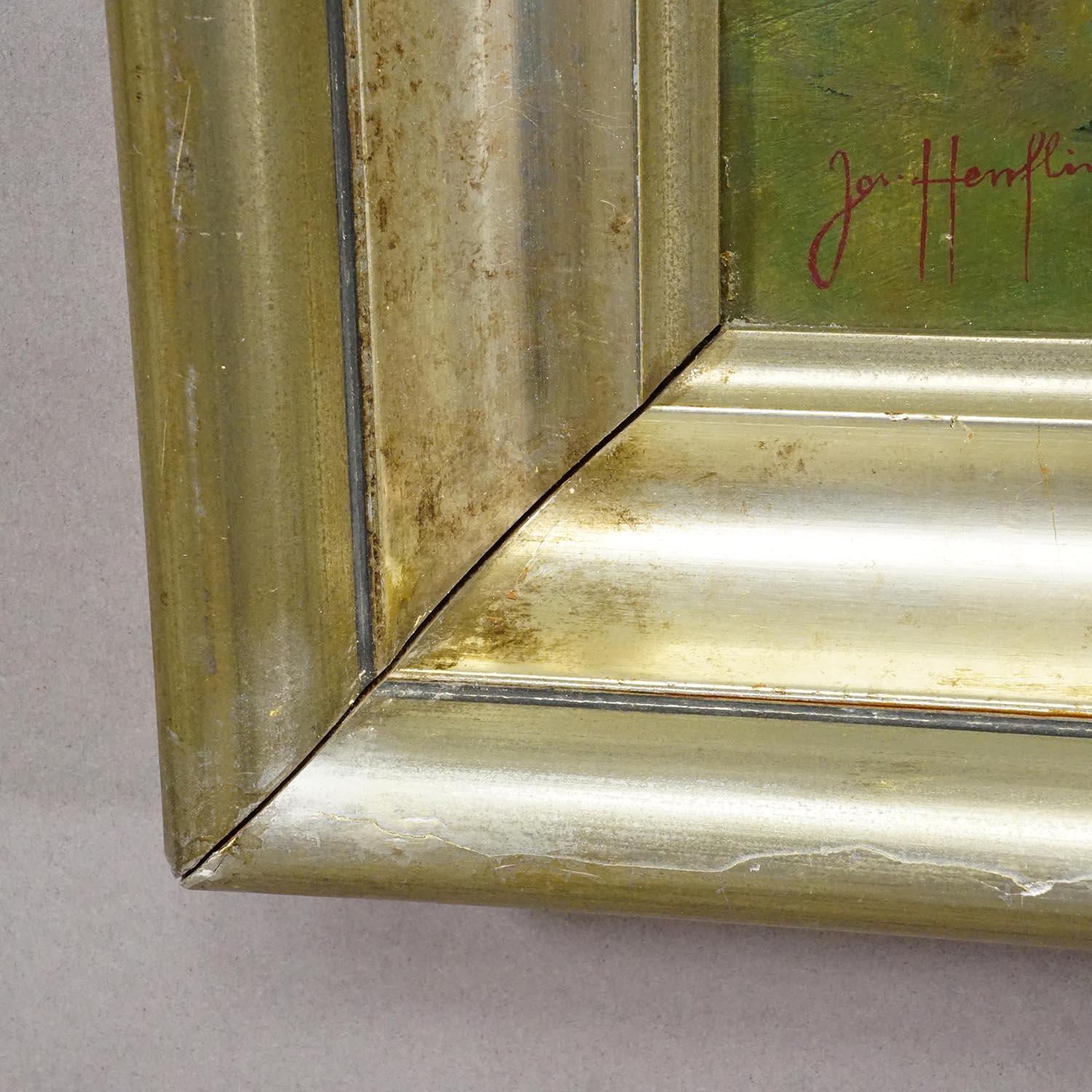 Biedermeier-Gemälde eines europäischen Alpendorfs Ende des 19. im Angebot 1