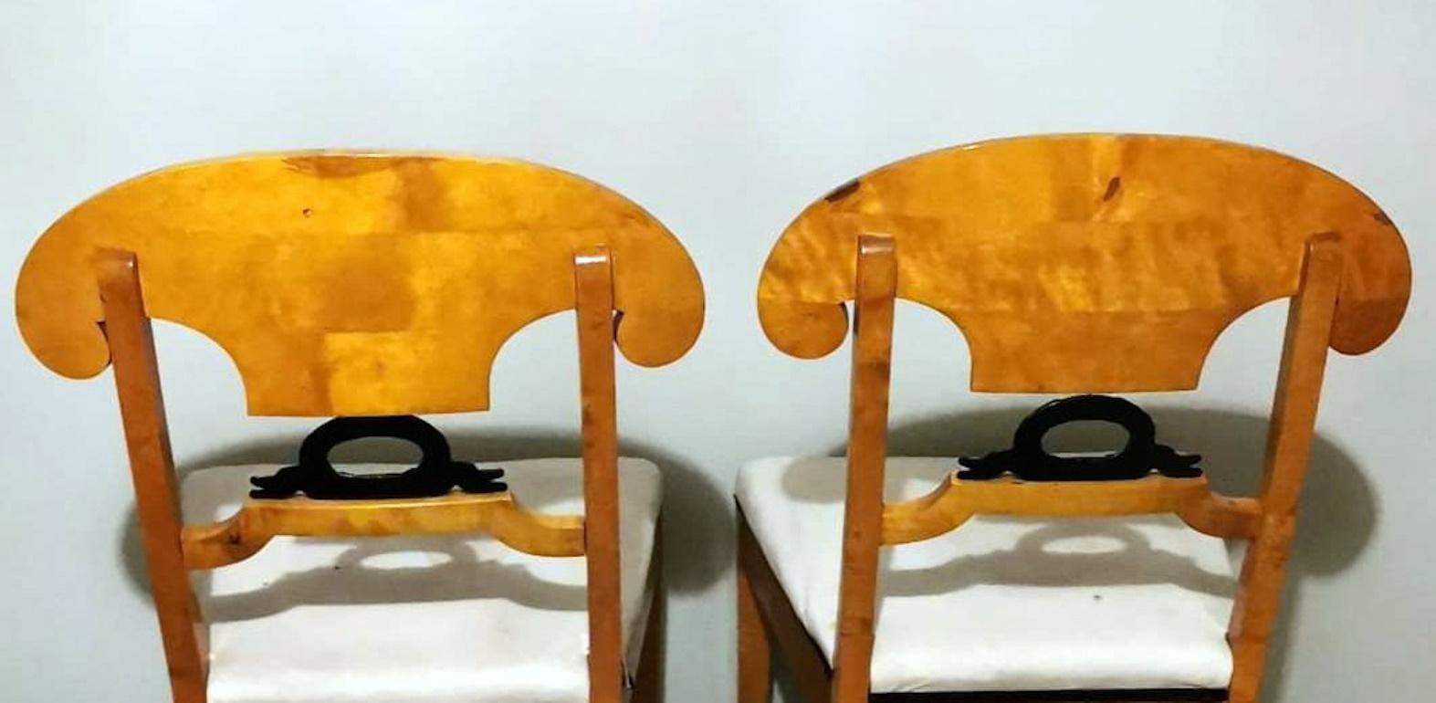 Bouleau Paire de chaises autrichiennes Biedermeier style Joseph Danhauser en vente