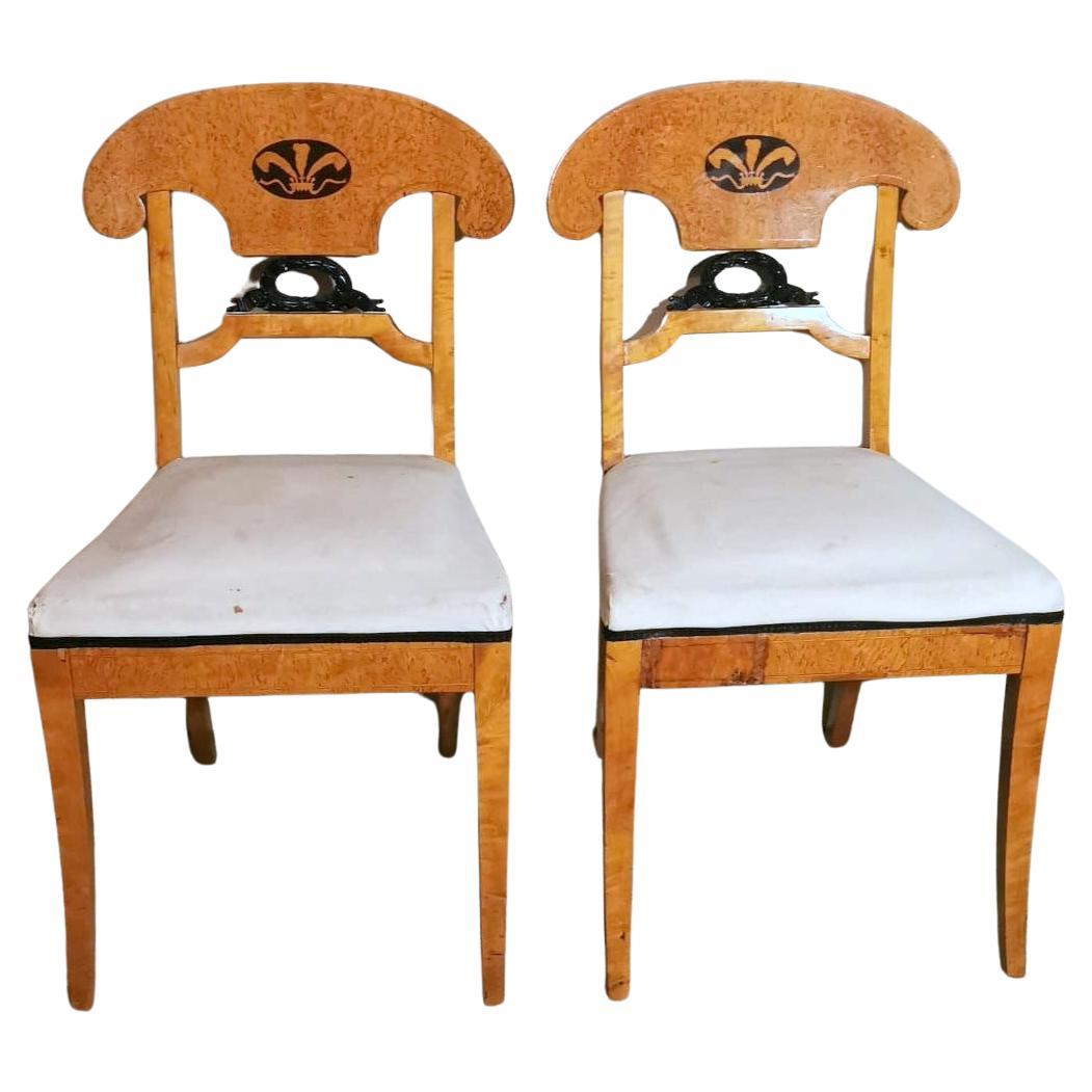 Paire de chaises autrichiennes Biedermeier style Joseph Danhauser en vente