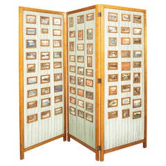 Biedermeier Pearwood Three Panel Screen