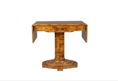 Biedermeier Pedestal Drop-Leaf Table Empire Golden Birch Inlay