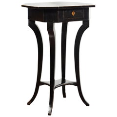 Biedermeier Period 1820s Octagonal Top Ebonized Side Table with Single Drawer